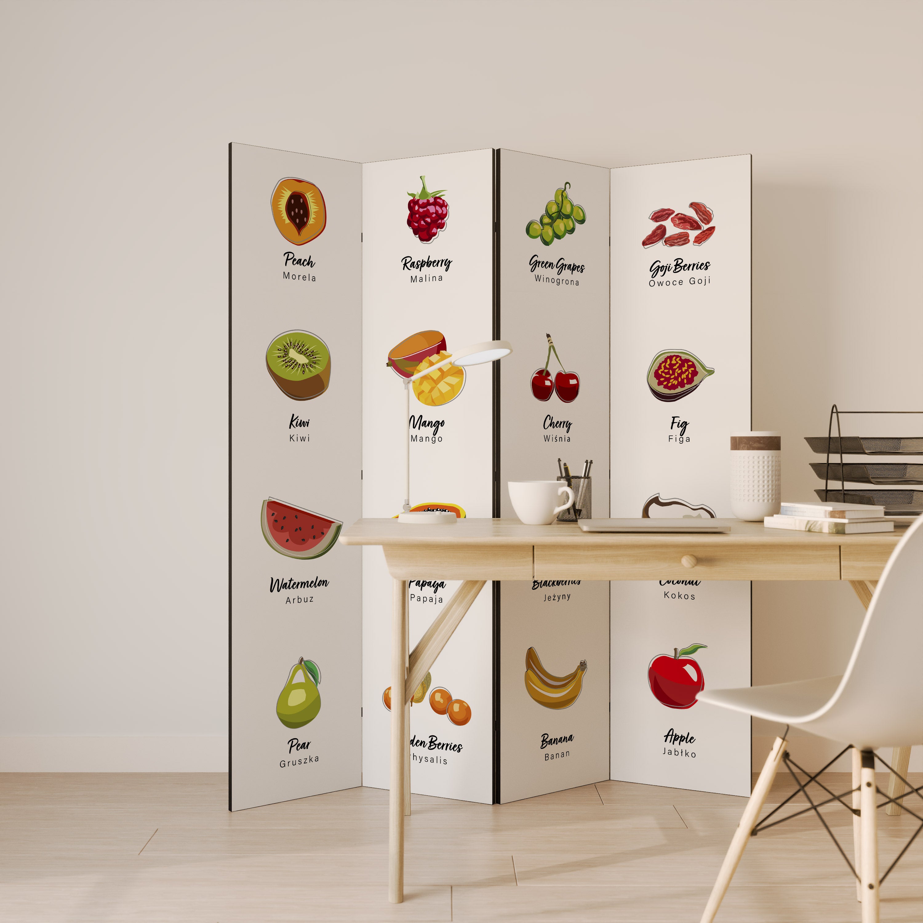 FRUIT LESSON Dekoracyjny parawan 4-skrzydłowy