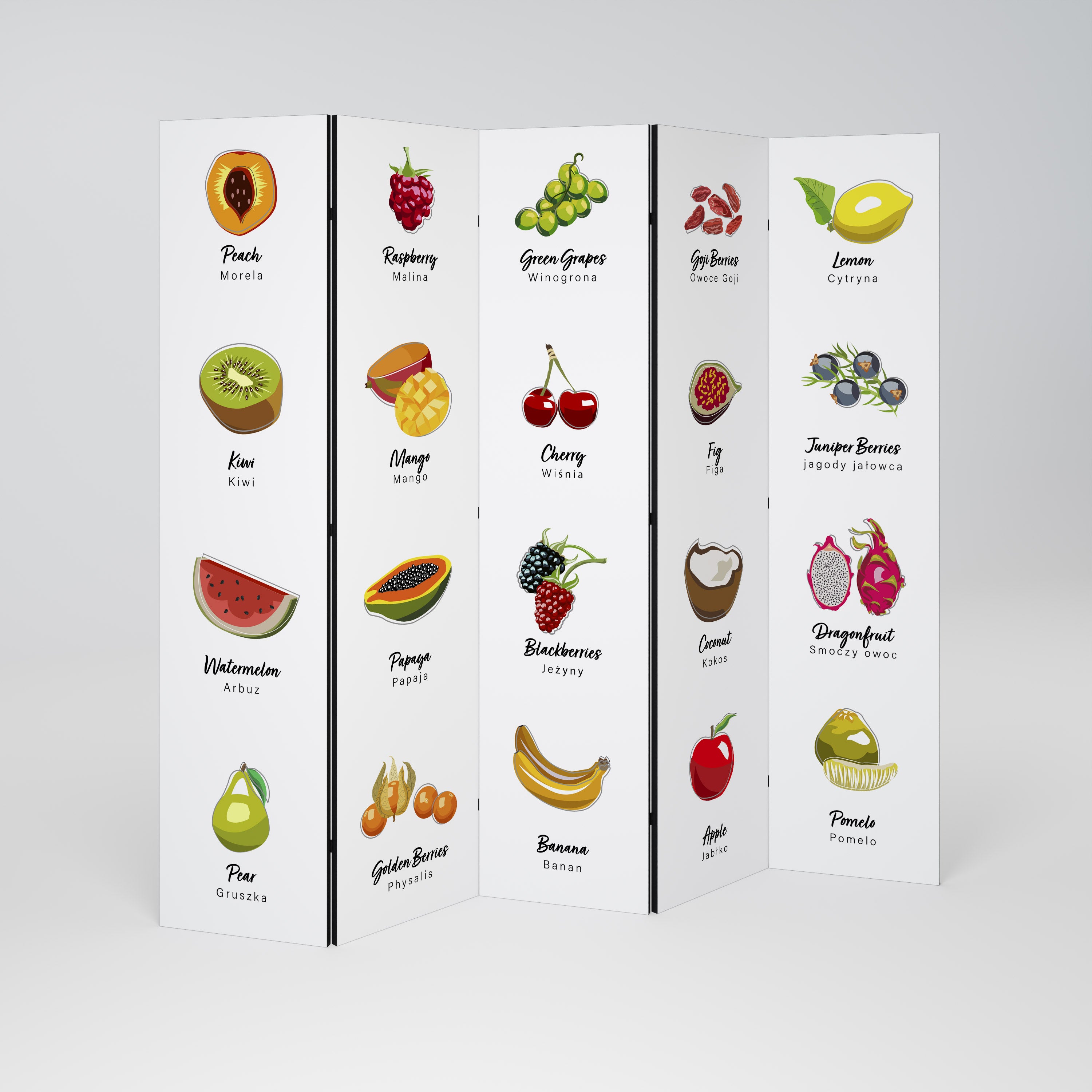 FRUIT LESSON Dekoracyjny parawan 5-skrzydłowy