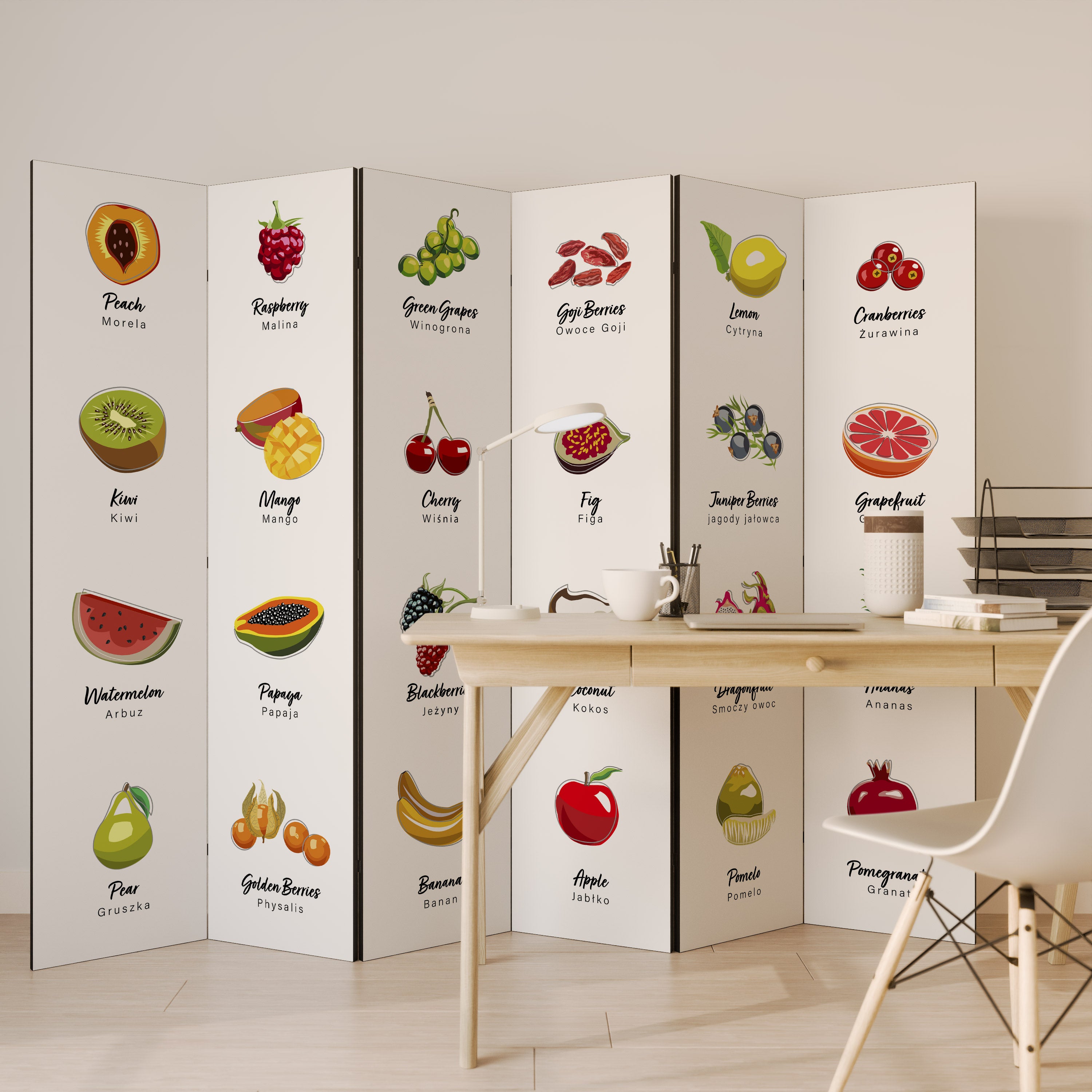 FRUIT LESSON Dekoracyjny parawan 6-skrzydłowy