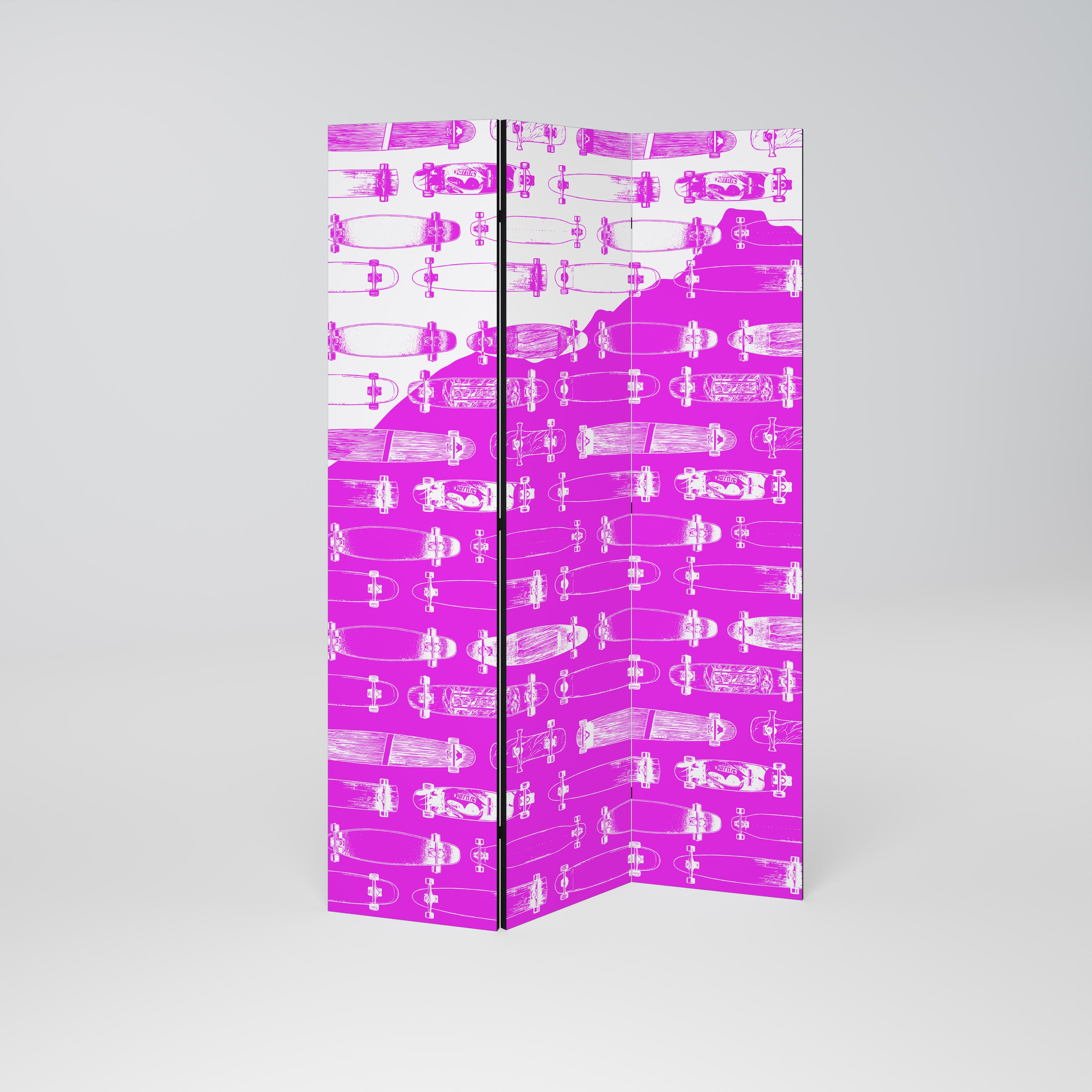 SKATEBOARD MAGENTA Dekoracyjny parawan 3-skrzydłowy
