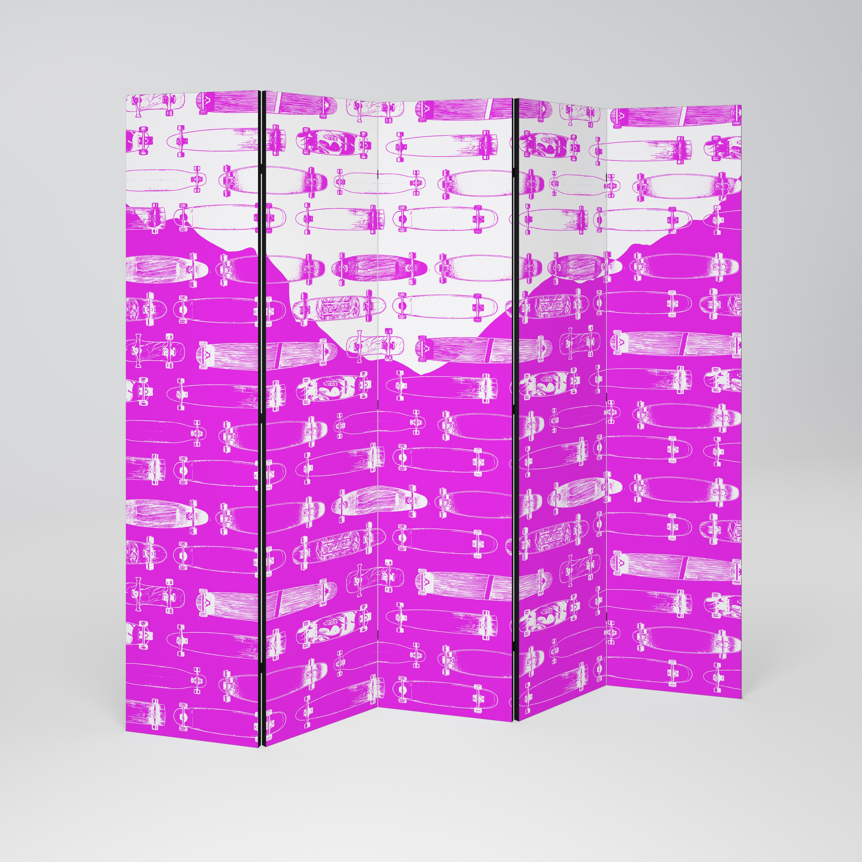 SKATEBOARD MAGENTA Dekoracyjny parawan 5-skrzydłowy