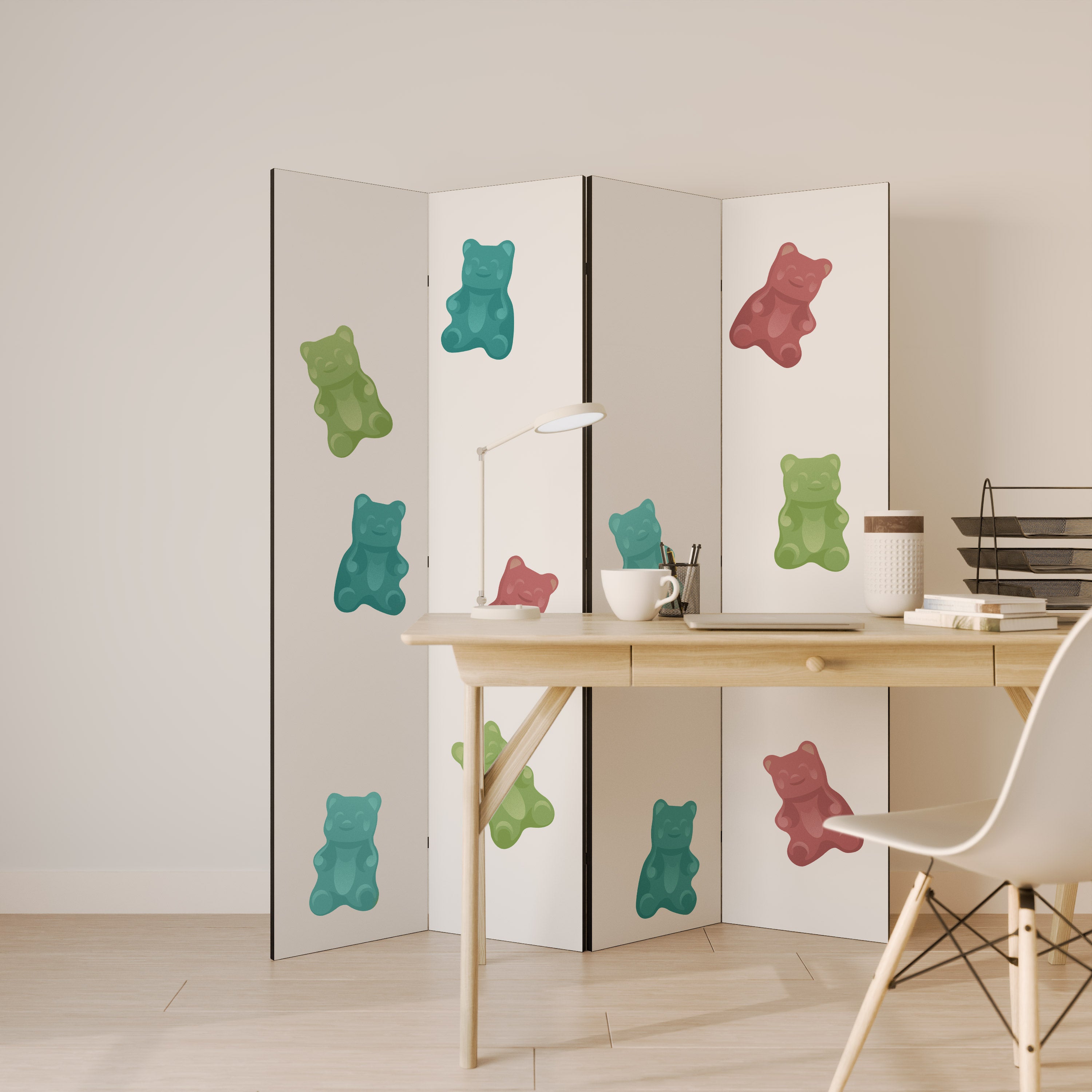 GUMMY BEARS Dekoracyjny parawan 4-skrzydłowy