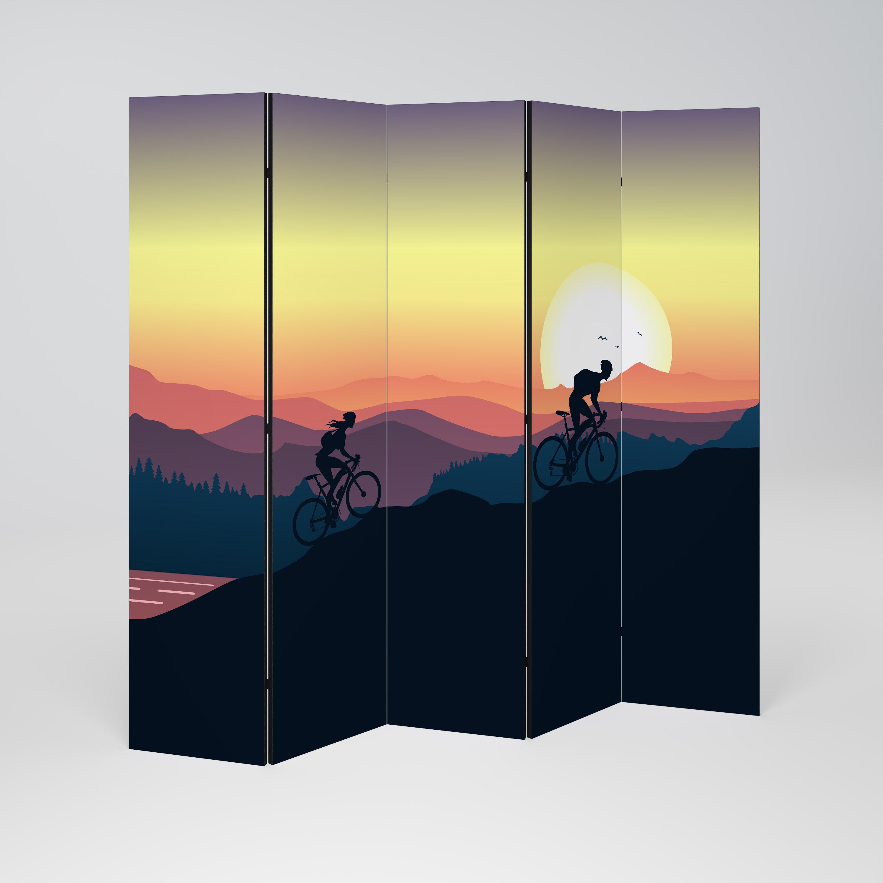 CYCLING HORIZON Dekoracyjny parawan 5-skrzydłowy