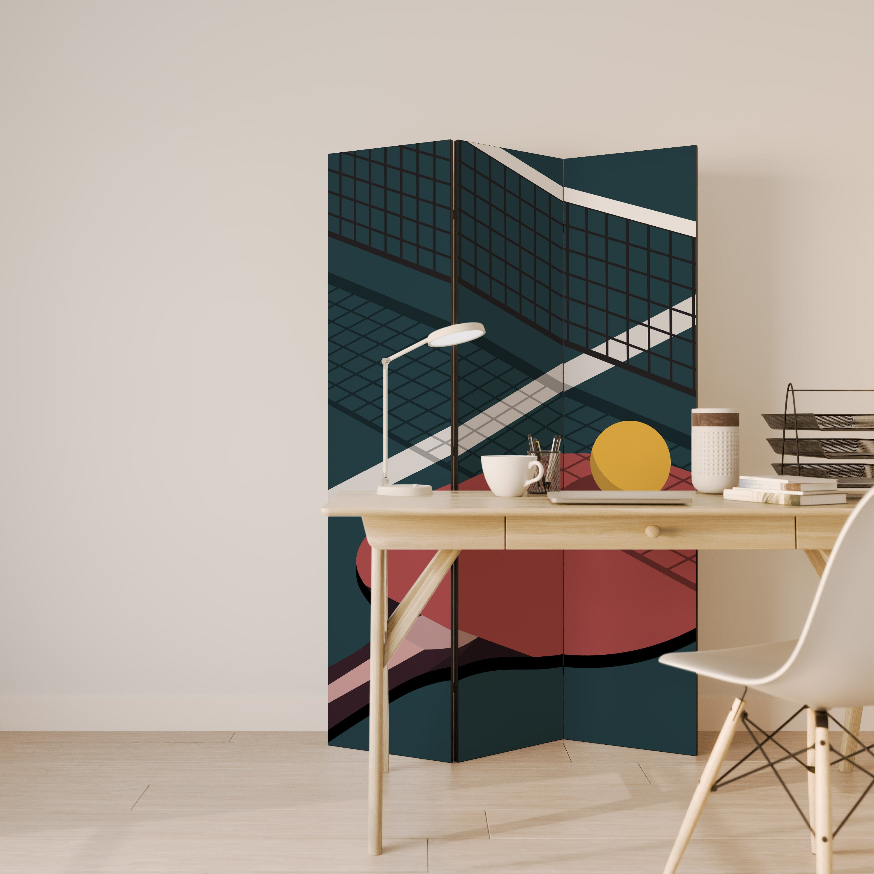 PING- PONG GAME Dekoracyjny parawan 3-skrzydłowy