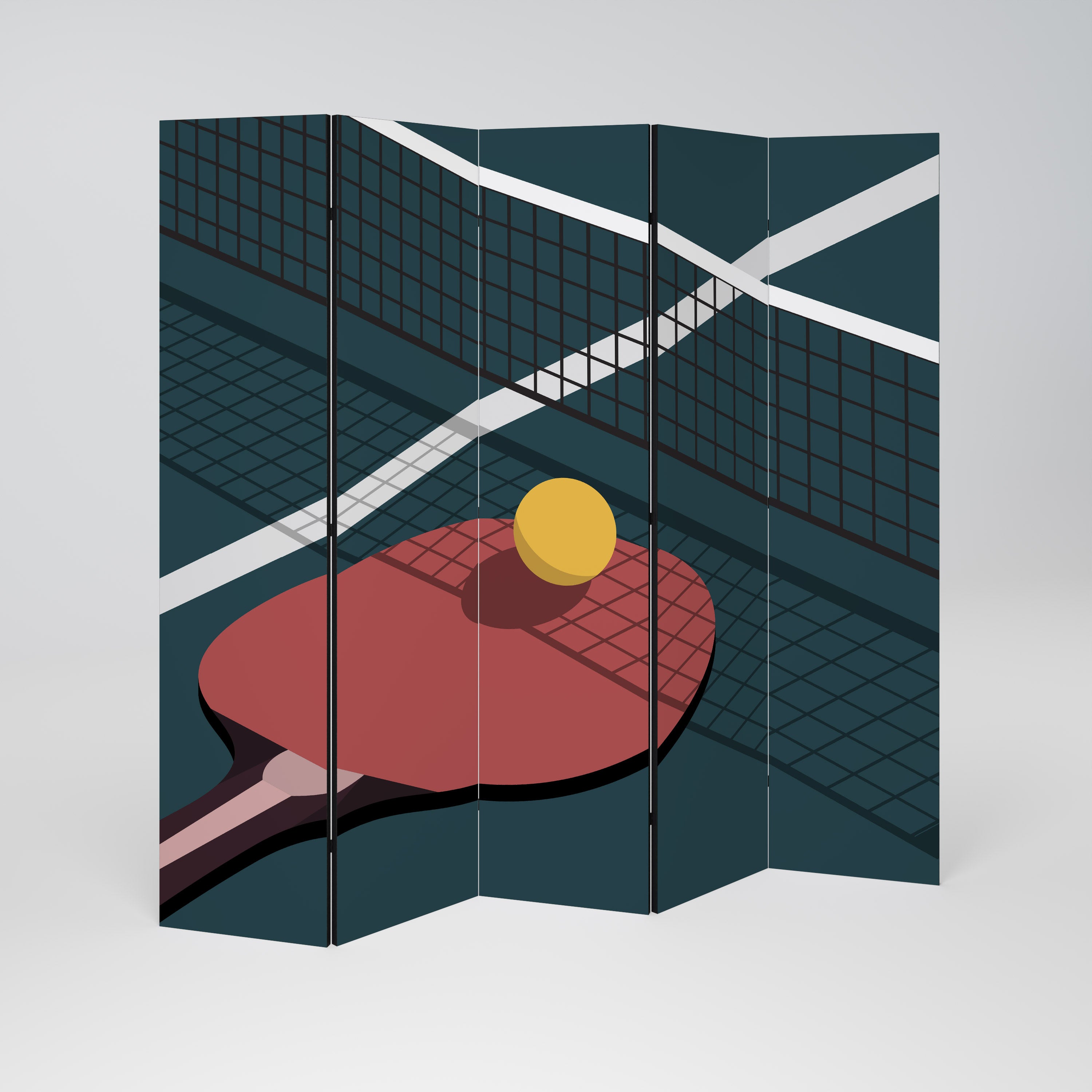 PING- PONG GAME Dekoracyjny parawan 5-skrzydłowy