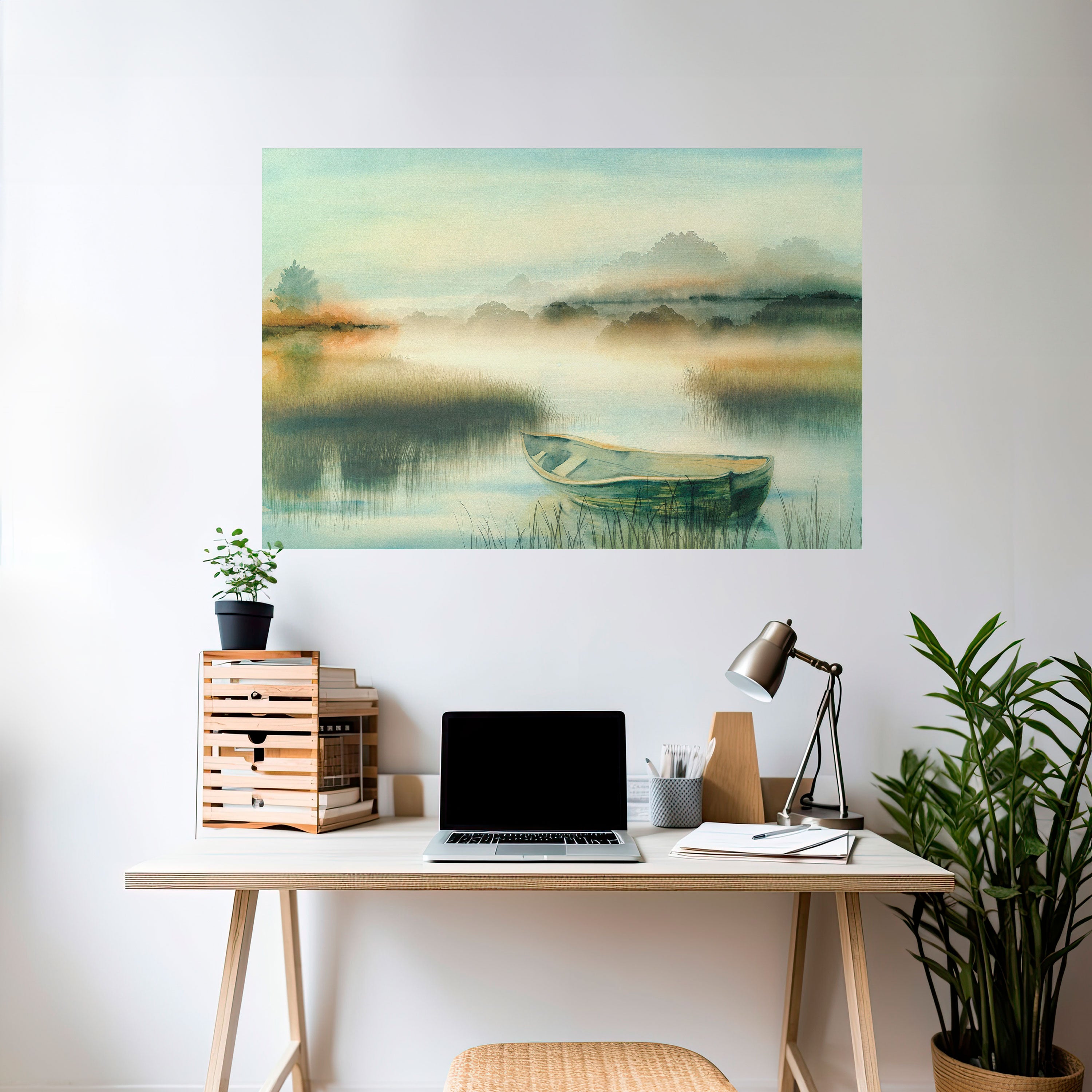 MORNING BY THE LAKE Naklejka/Plakat poziomy