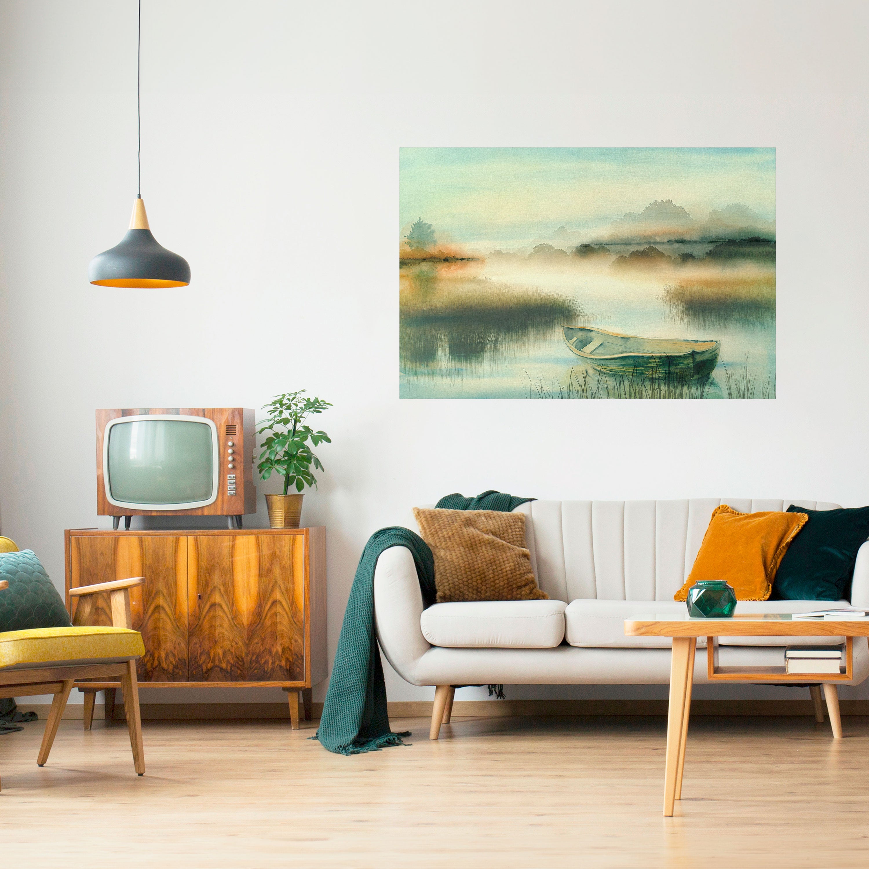 MORNING BY THE LAKE Naklejka/Plakat poziomy