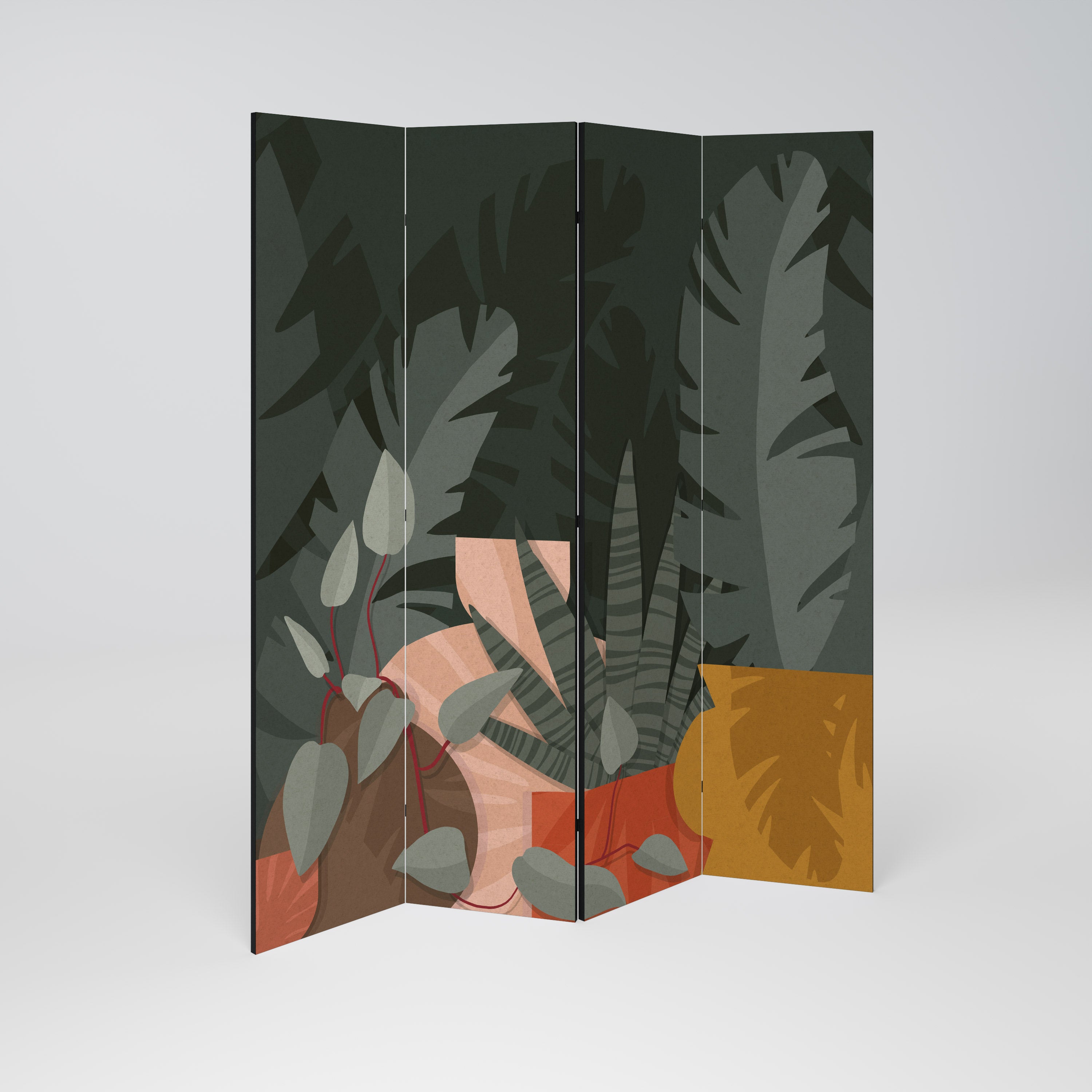 TROPICAL COMPOSITION Dekoracyjny parawan 4-skrzydłowy