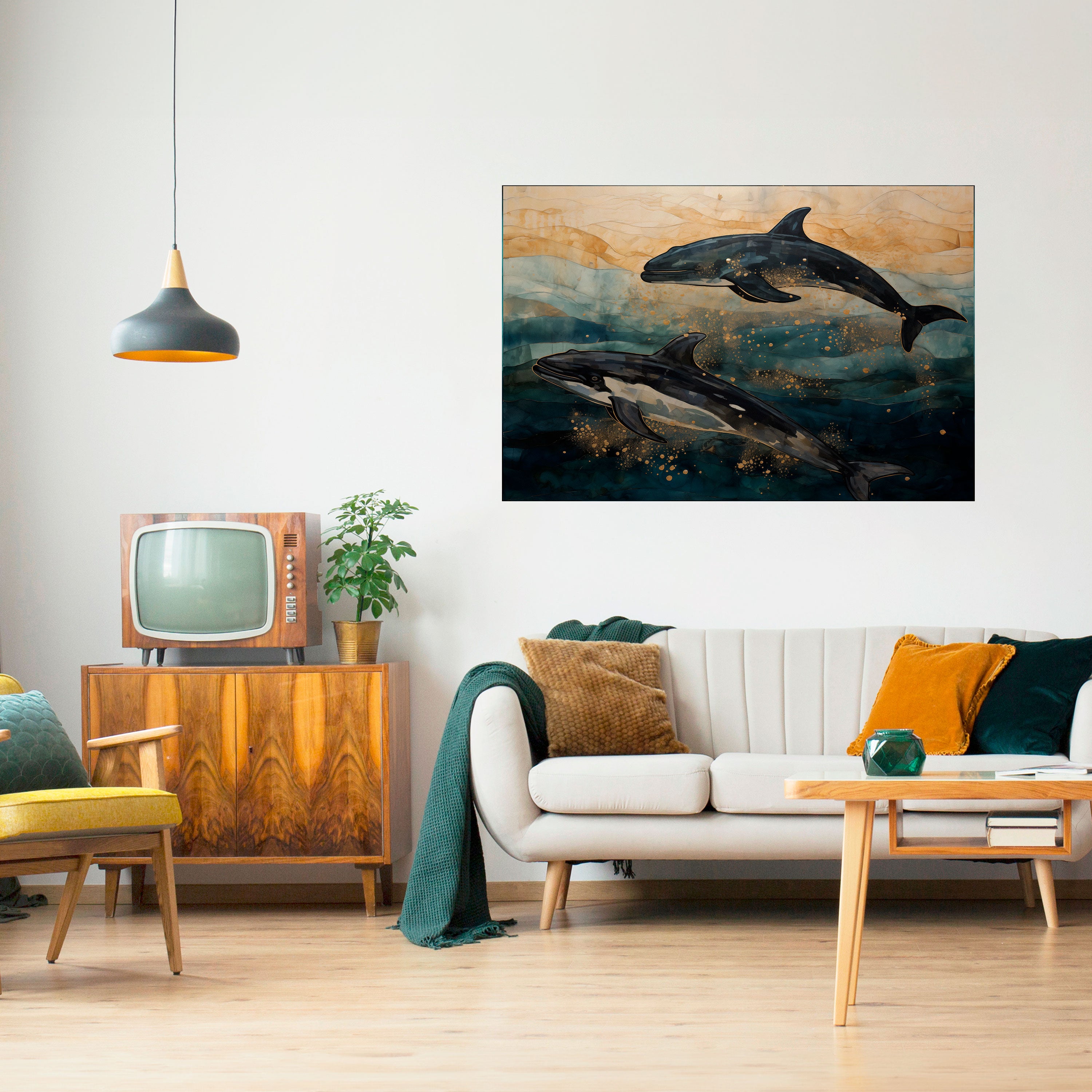 GOLDEN WAVES Naklejka/Plakat poziomy