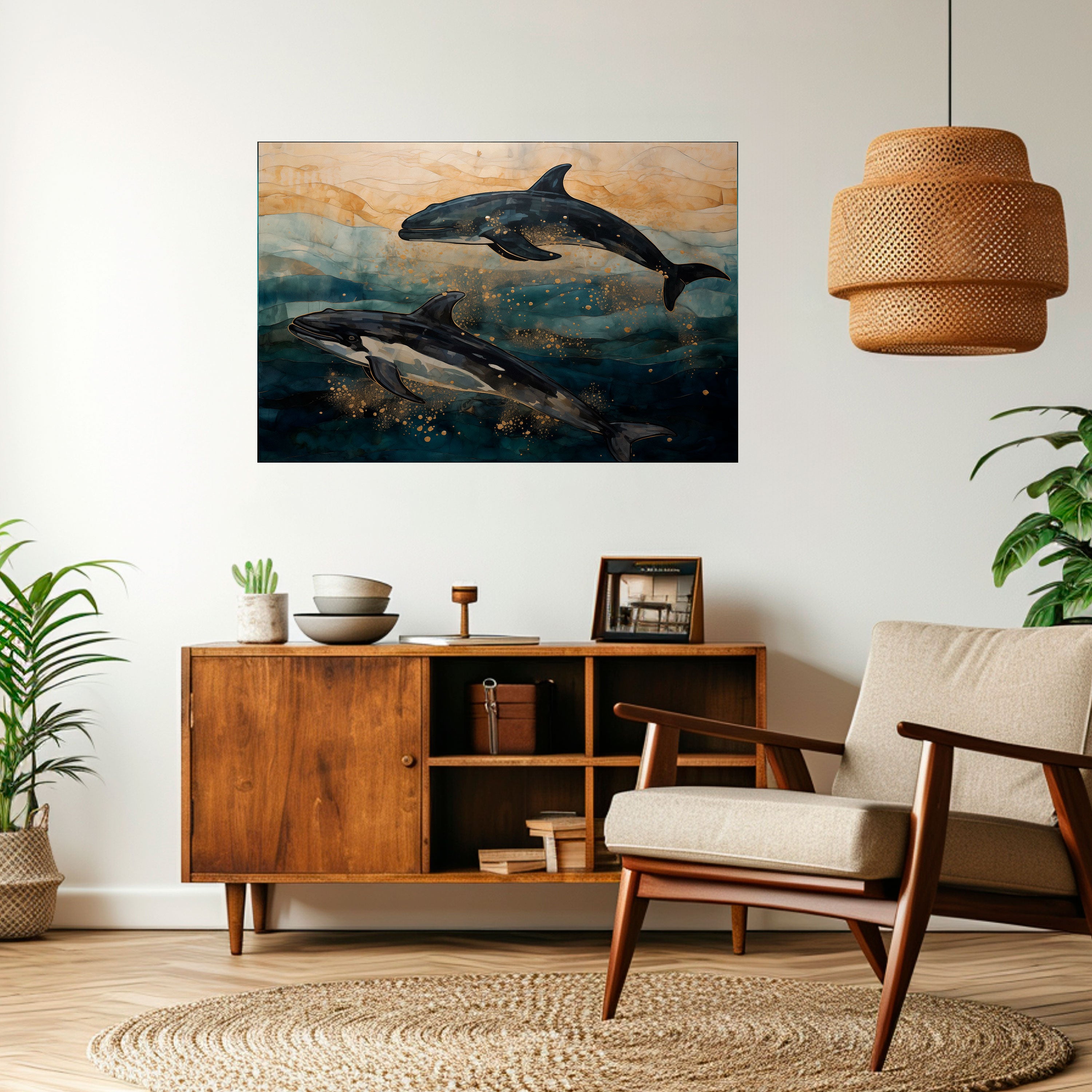 GOLDEN WAVES Naklejka/Plakat poziomy