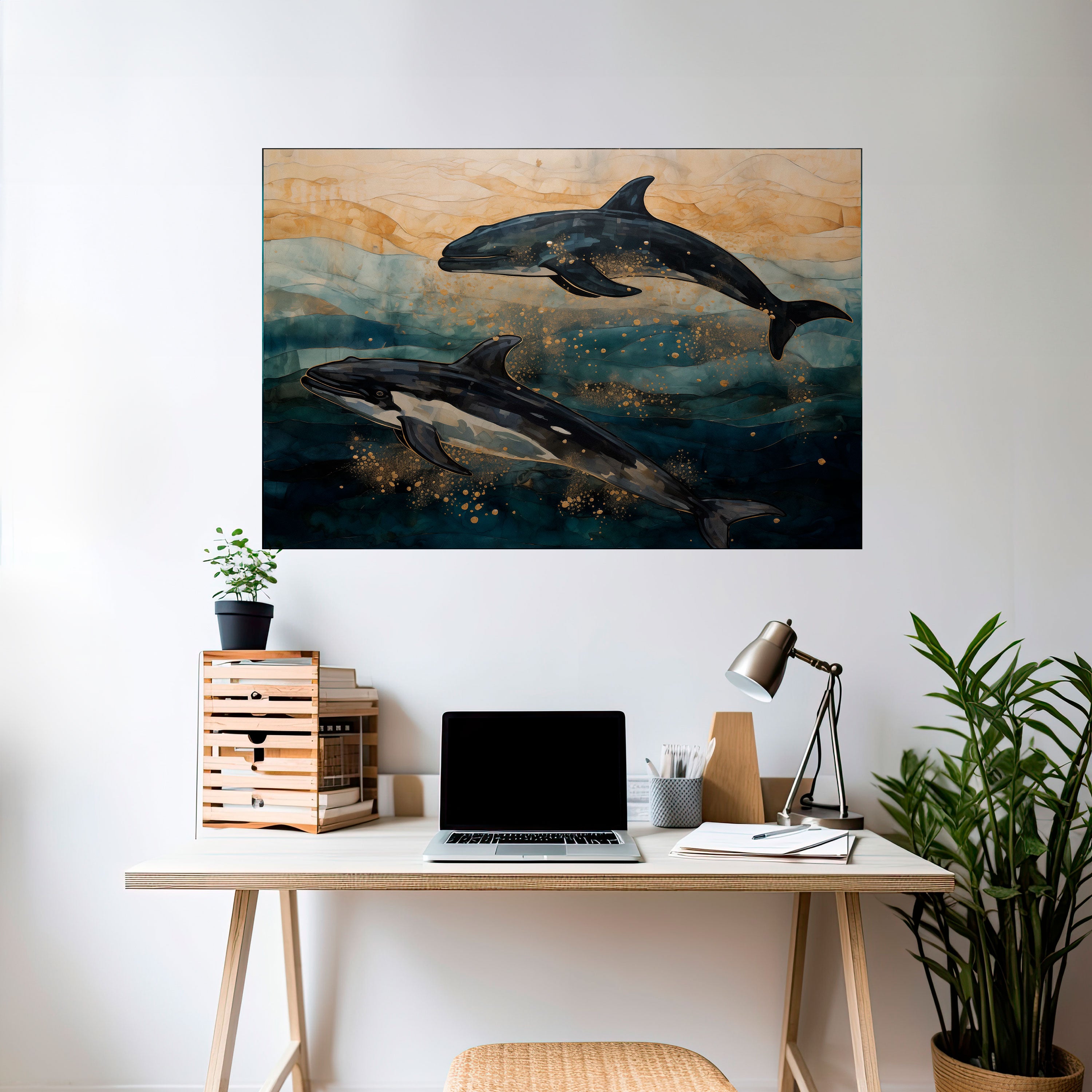 GOLDEN WAVES Naklejka/Plakat poziomy