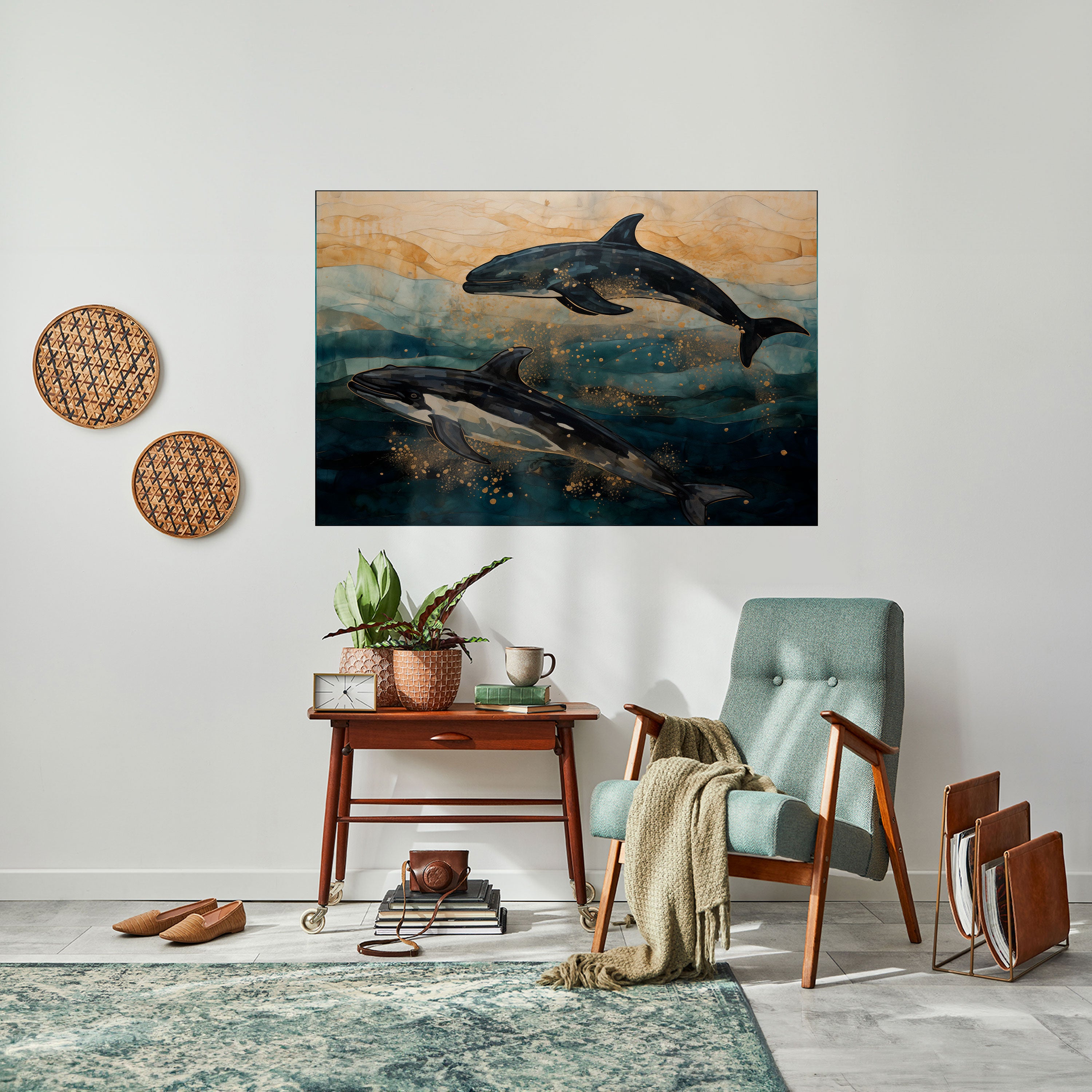 GOLDEN WAVES Naklejka/Plakat poziomy