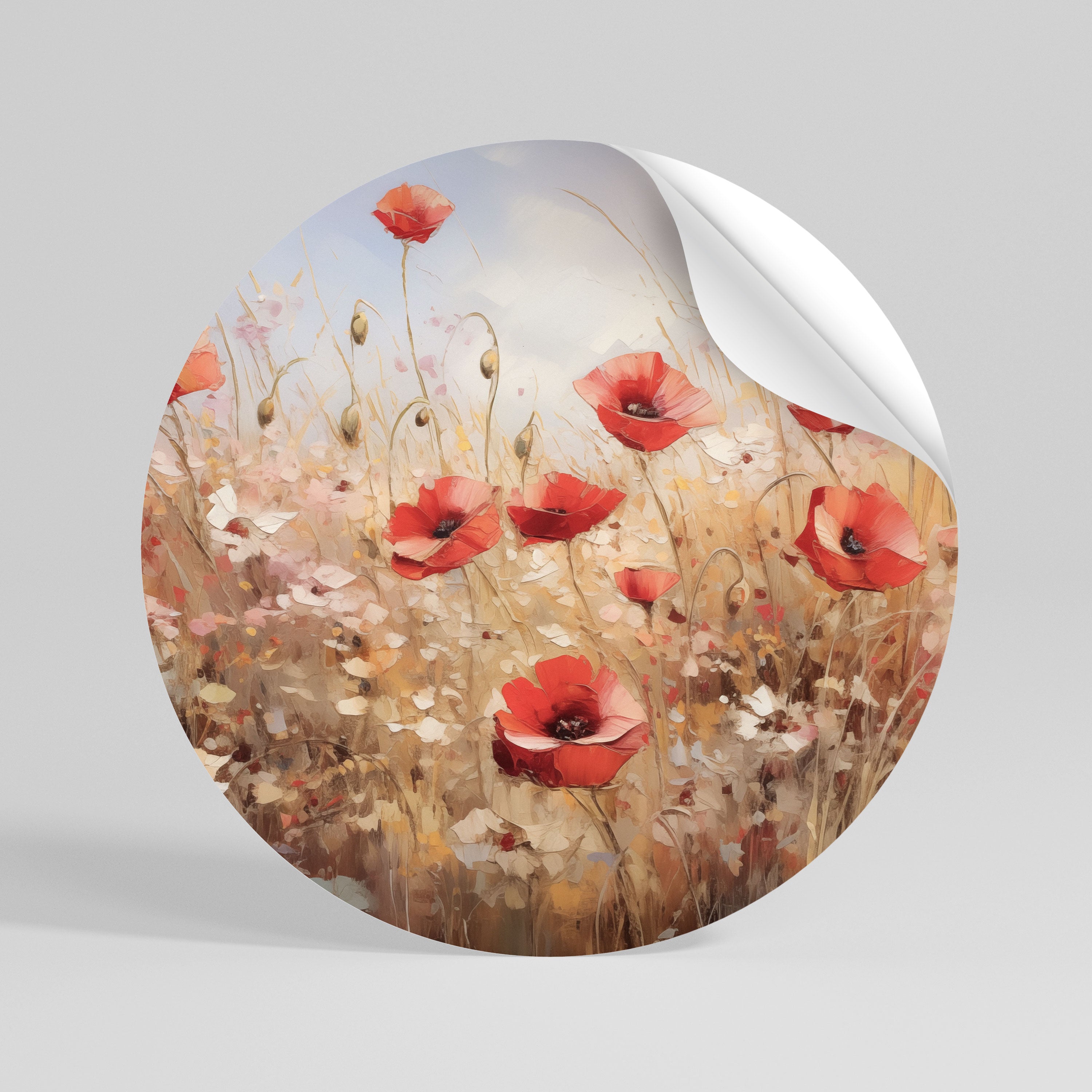 POPPY DREAMSCAPE Naklejka - okrągła