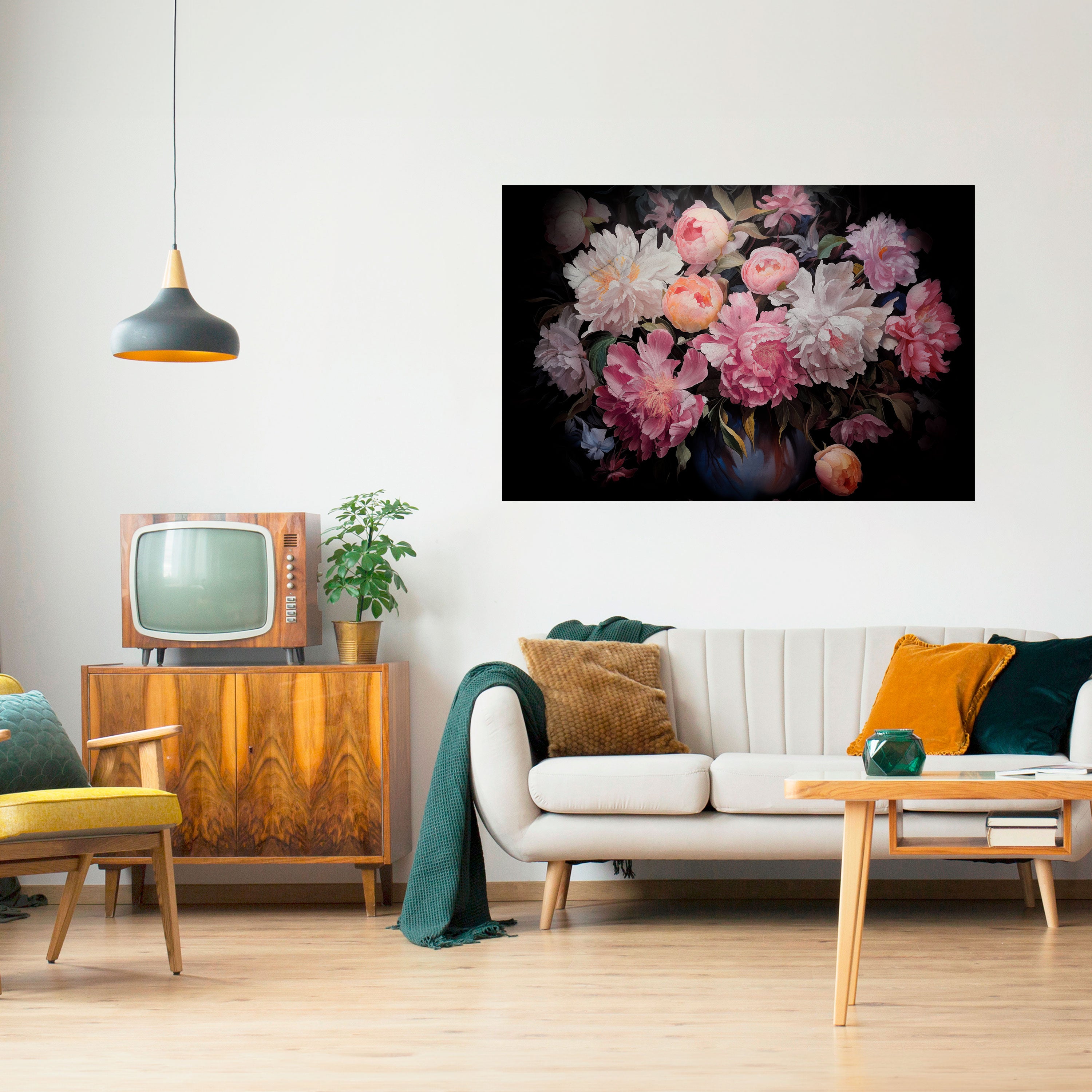 CRASHED PEONIES Naklejka/Plakat poziomy