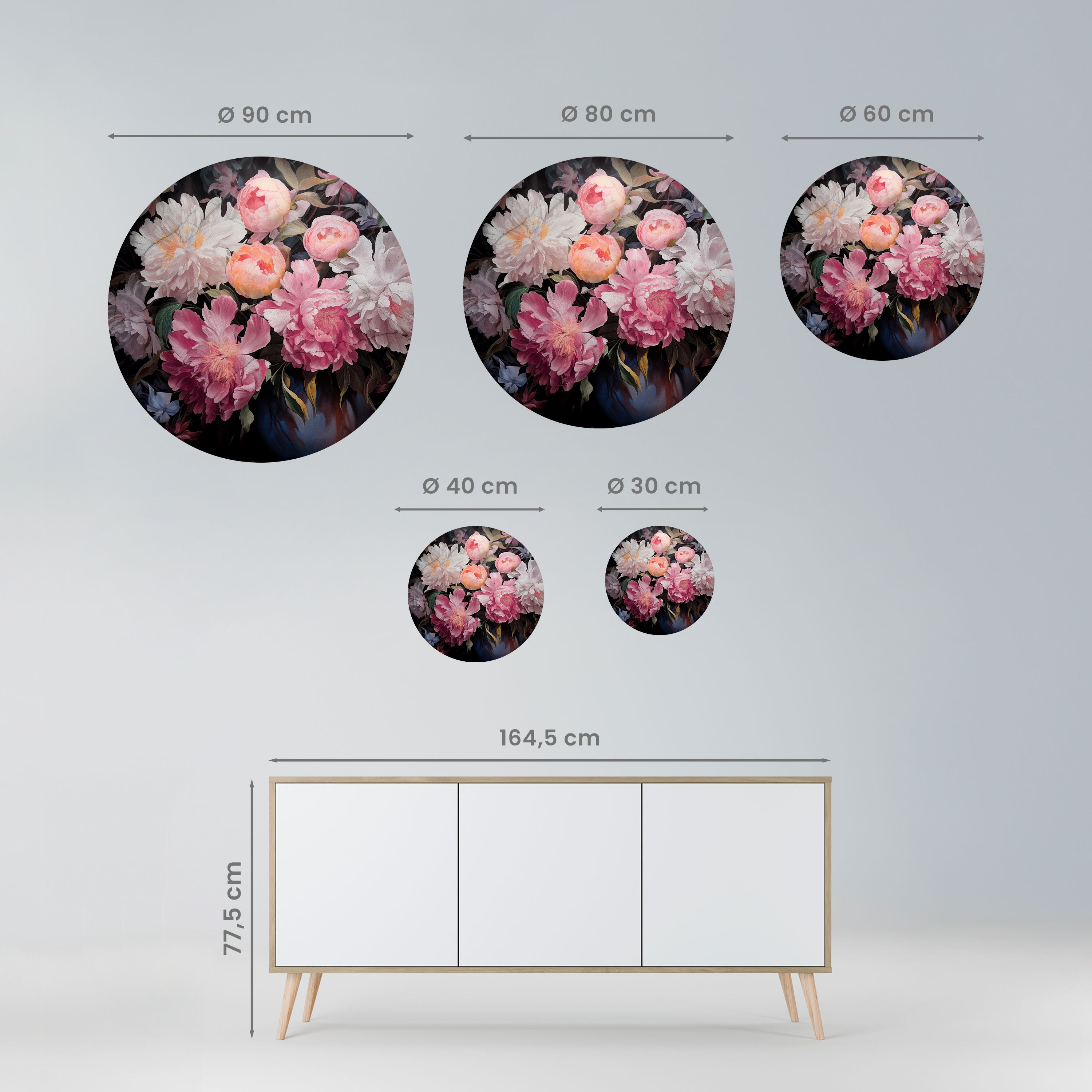 CRASHED PEONIES Naklejka okrągła