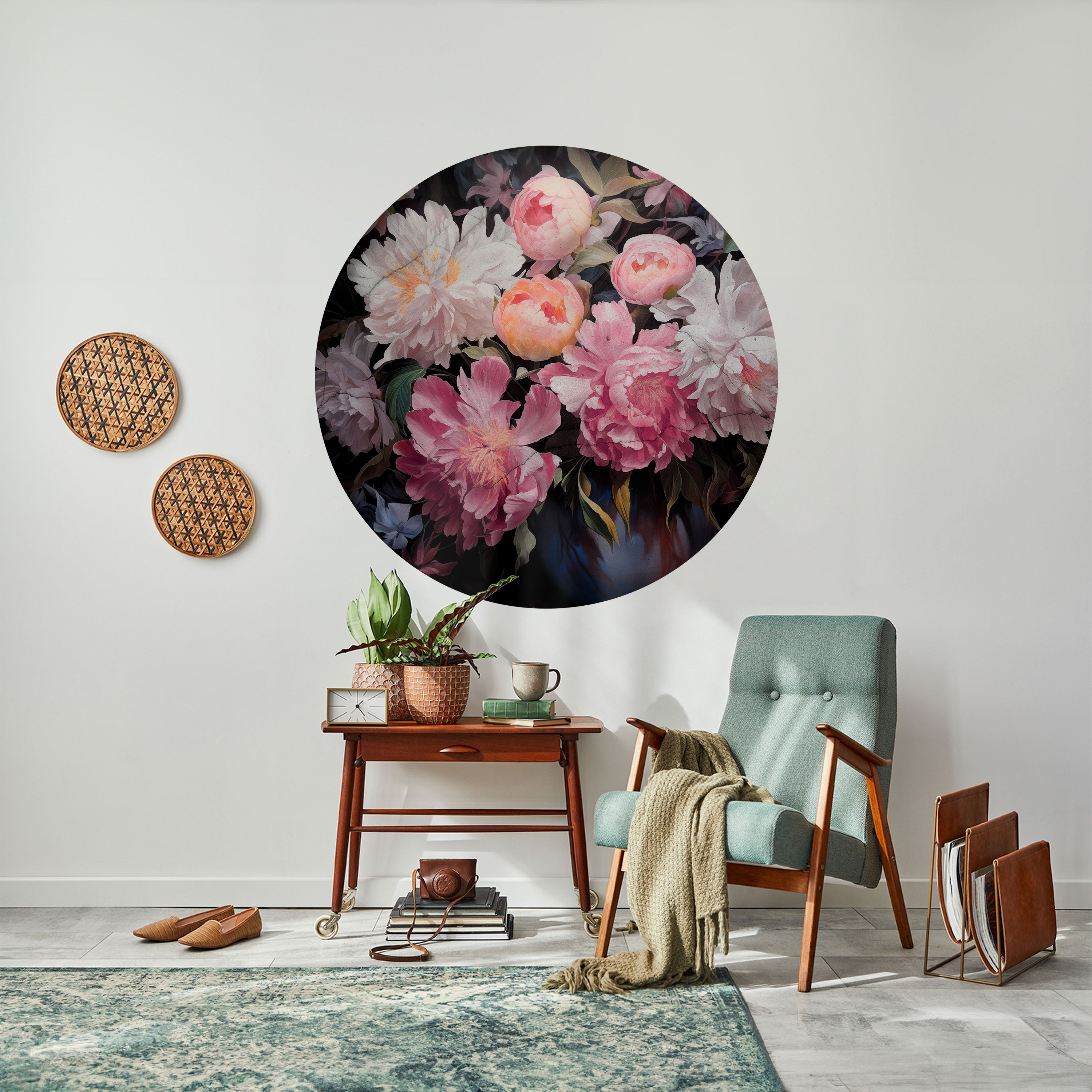 CRASHED PEONIES Naklejka okrągła