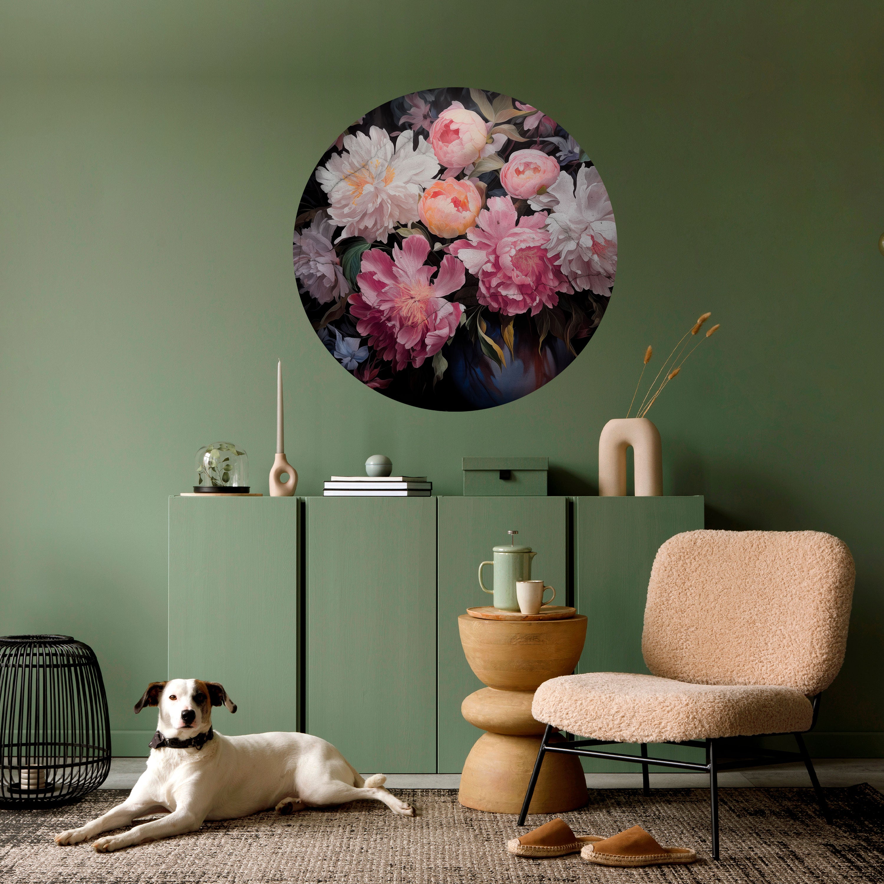 CRASHED PEONIES Naklejka okrągła