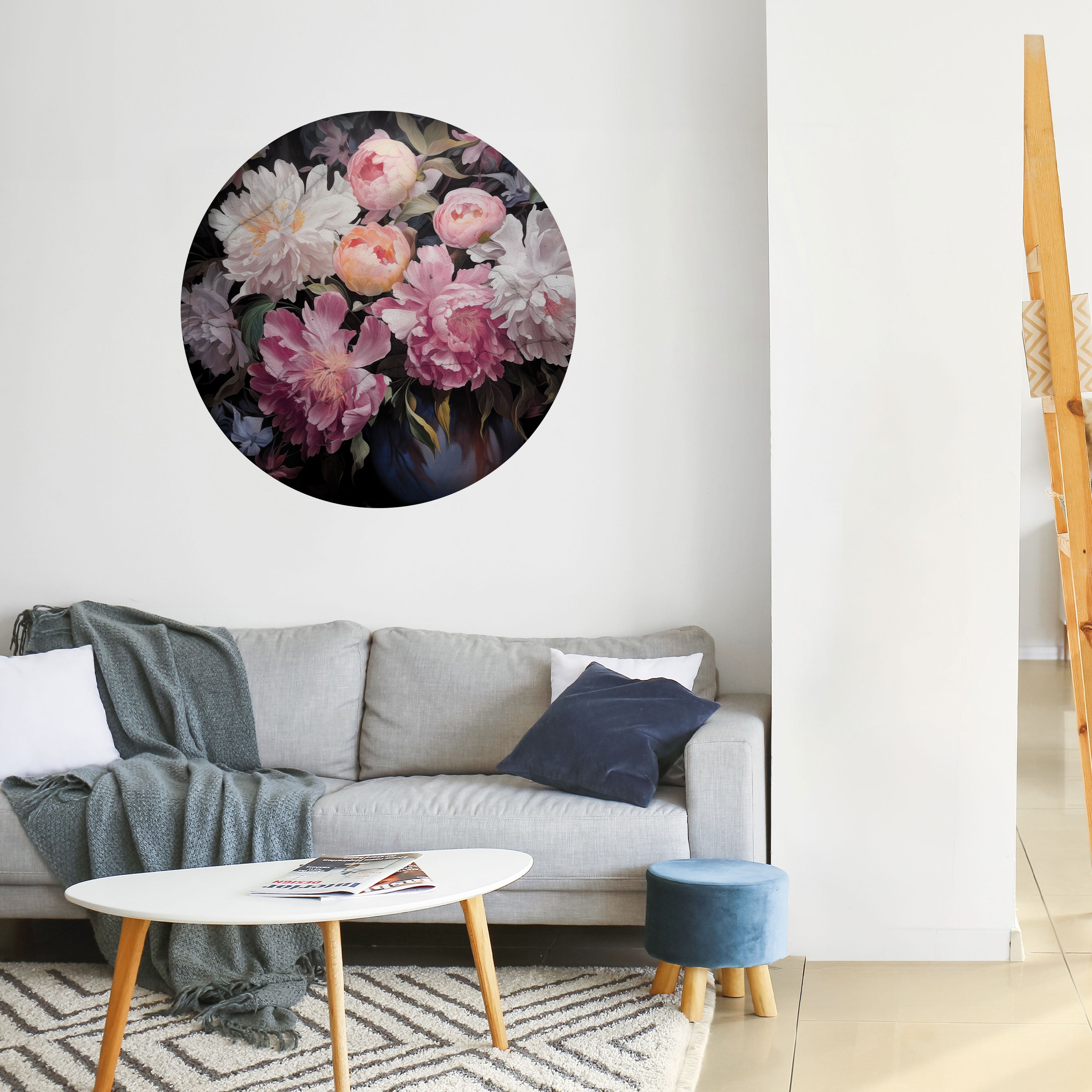 CRASHED PEONIES Naklejka okrągła