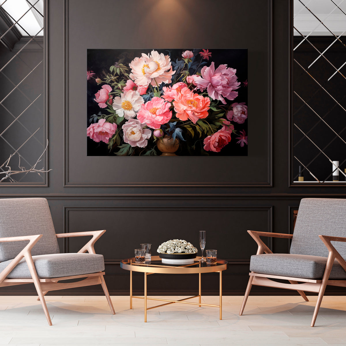 PEONIES BLOSSOM Poziomy obraz na płótnie