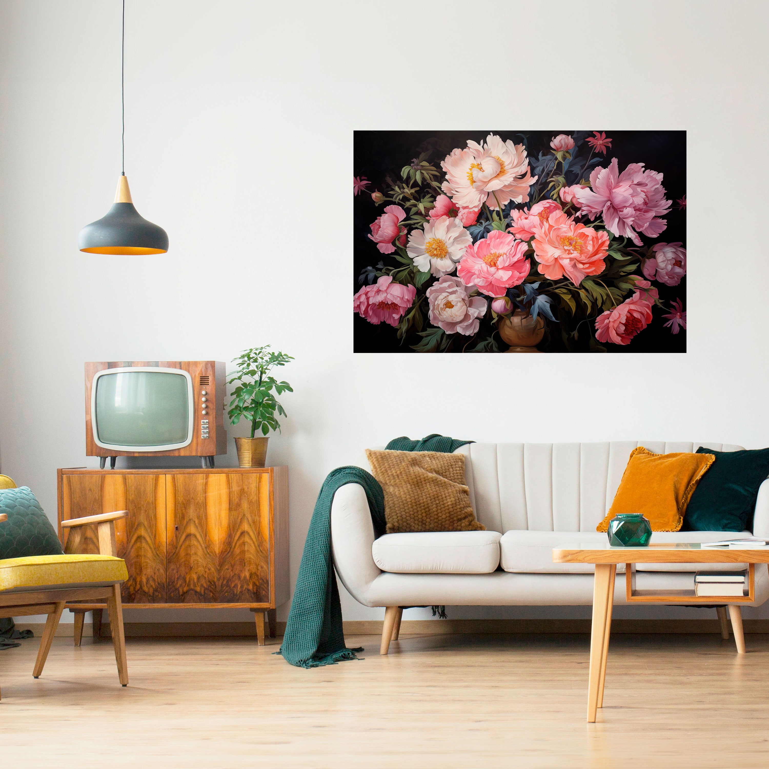PEONIES BLOSSOM Naklejka/Plakat poziomy