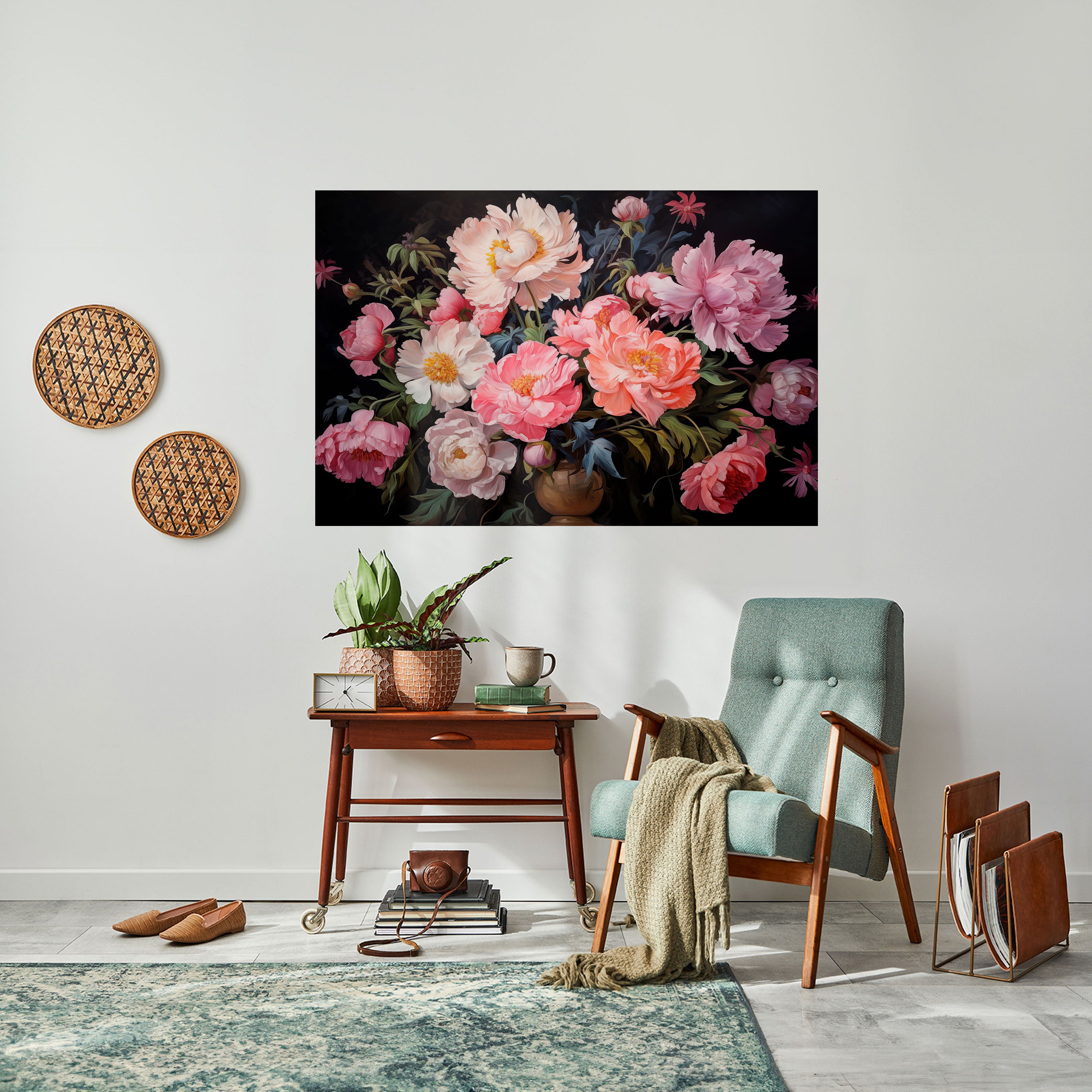 PEONIES BLOSSOM Naklejka/Plakat poziomy