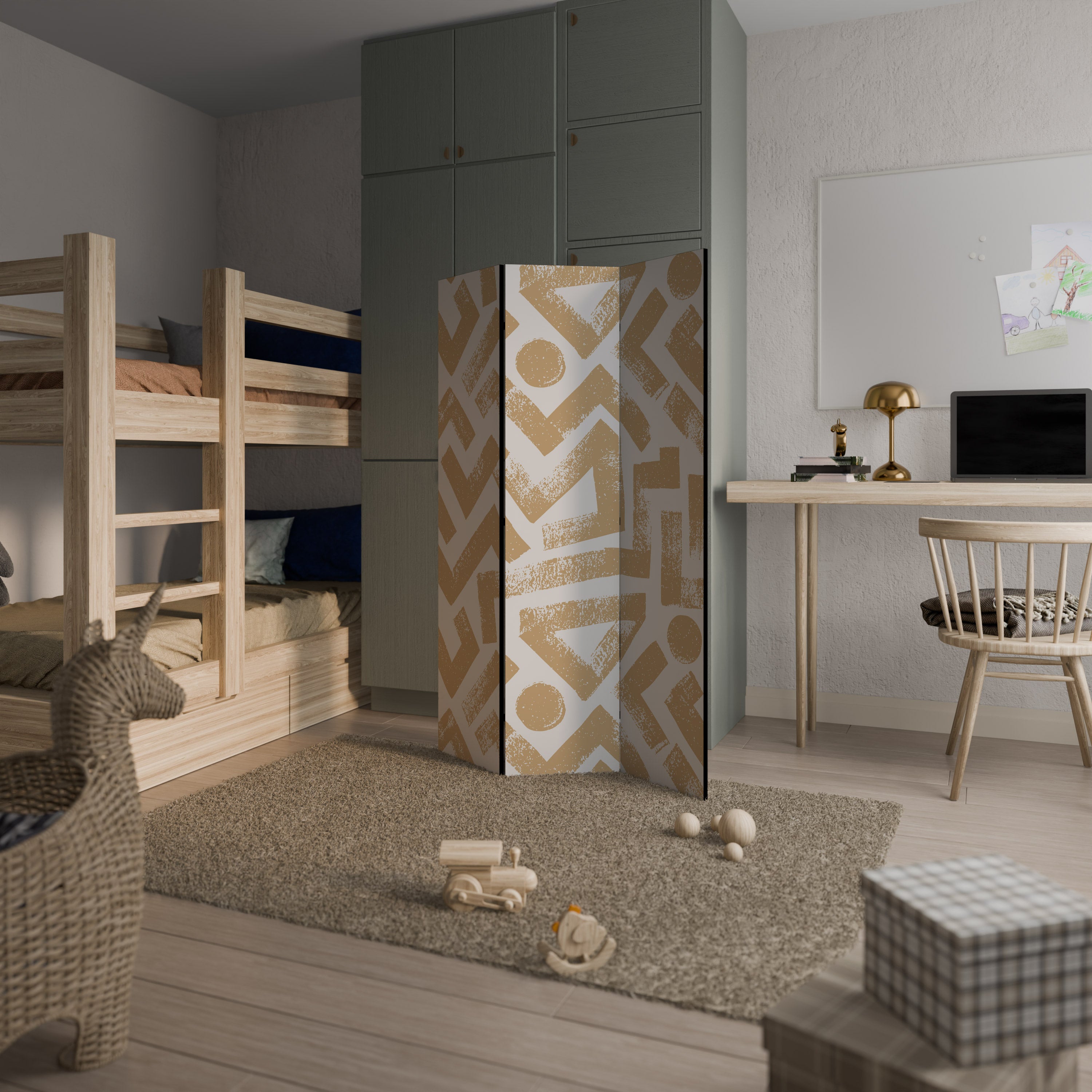 CLUSTER CRAFTS Dekoracyjny parawan 3-skrzydłowy