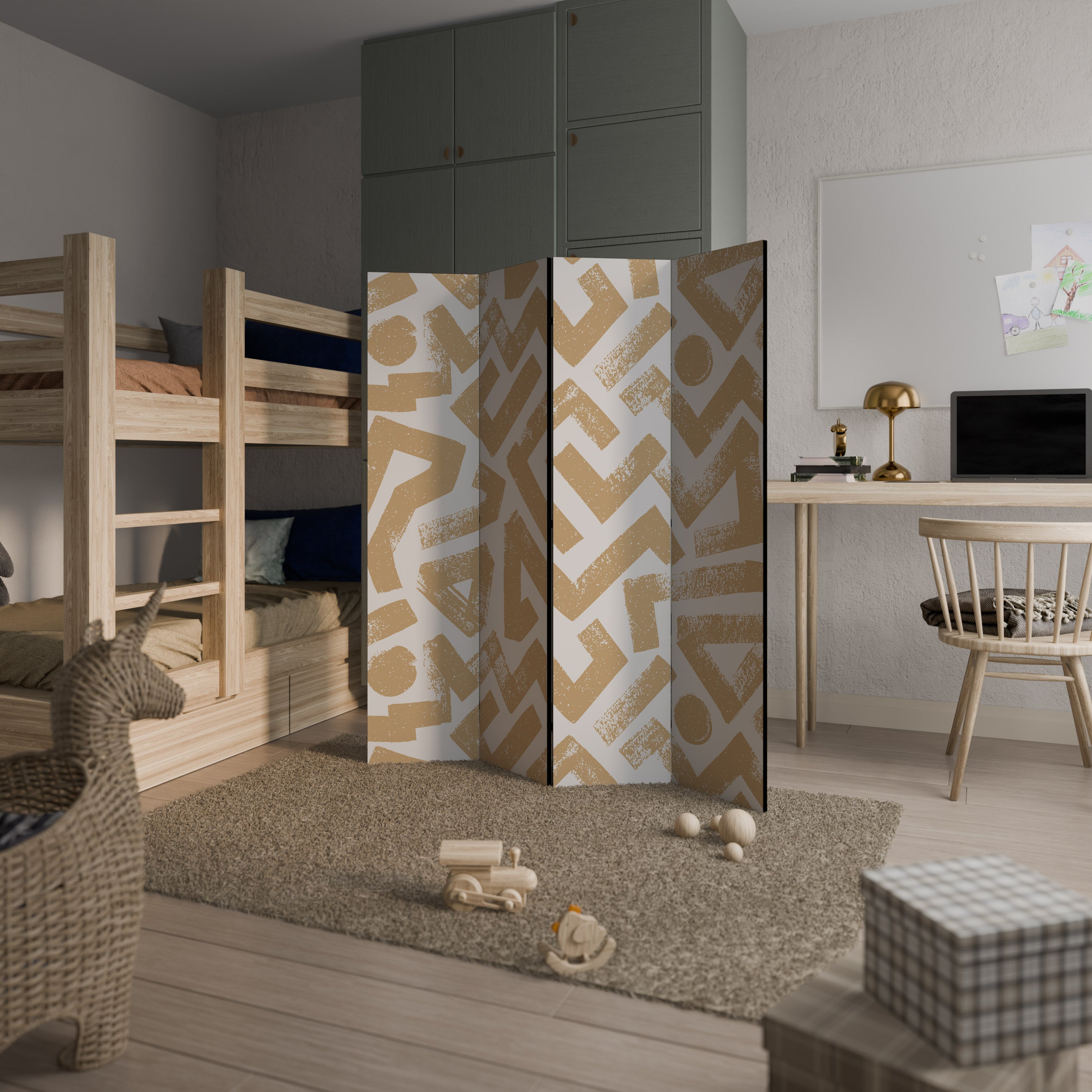 CLUSTER CRAFTS Dekoracyjny parawan 4-skrzydłowy