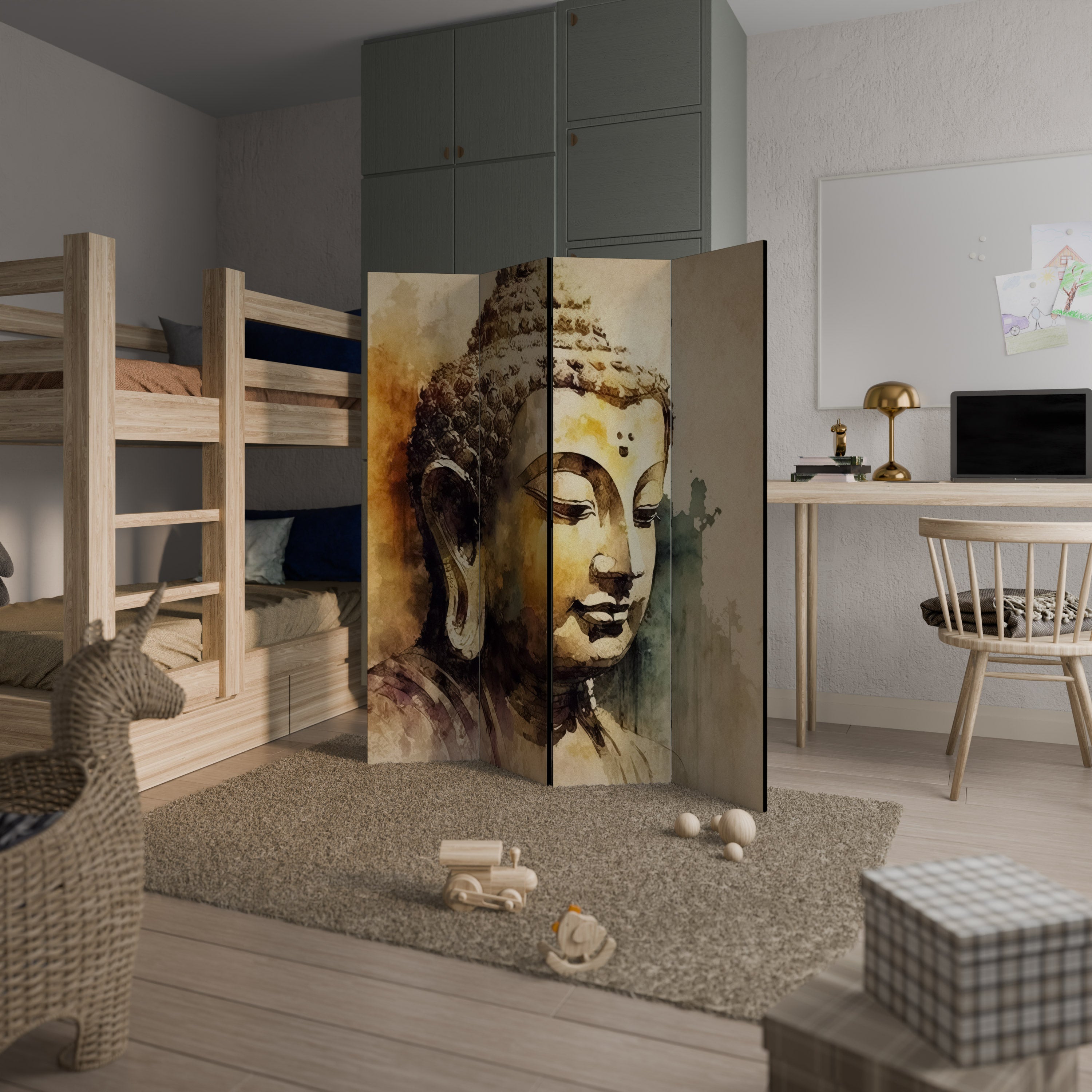 TRANQUIL BUDDHA WHISPERS Dekoracyjny parawan 4-skrzydłowy