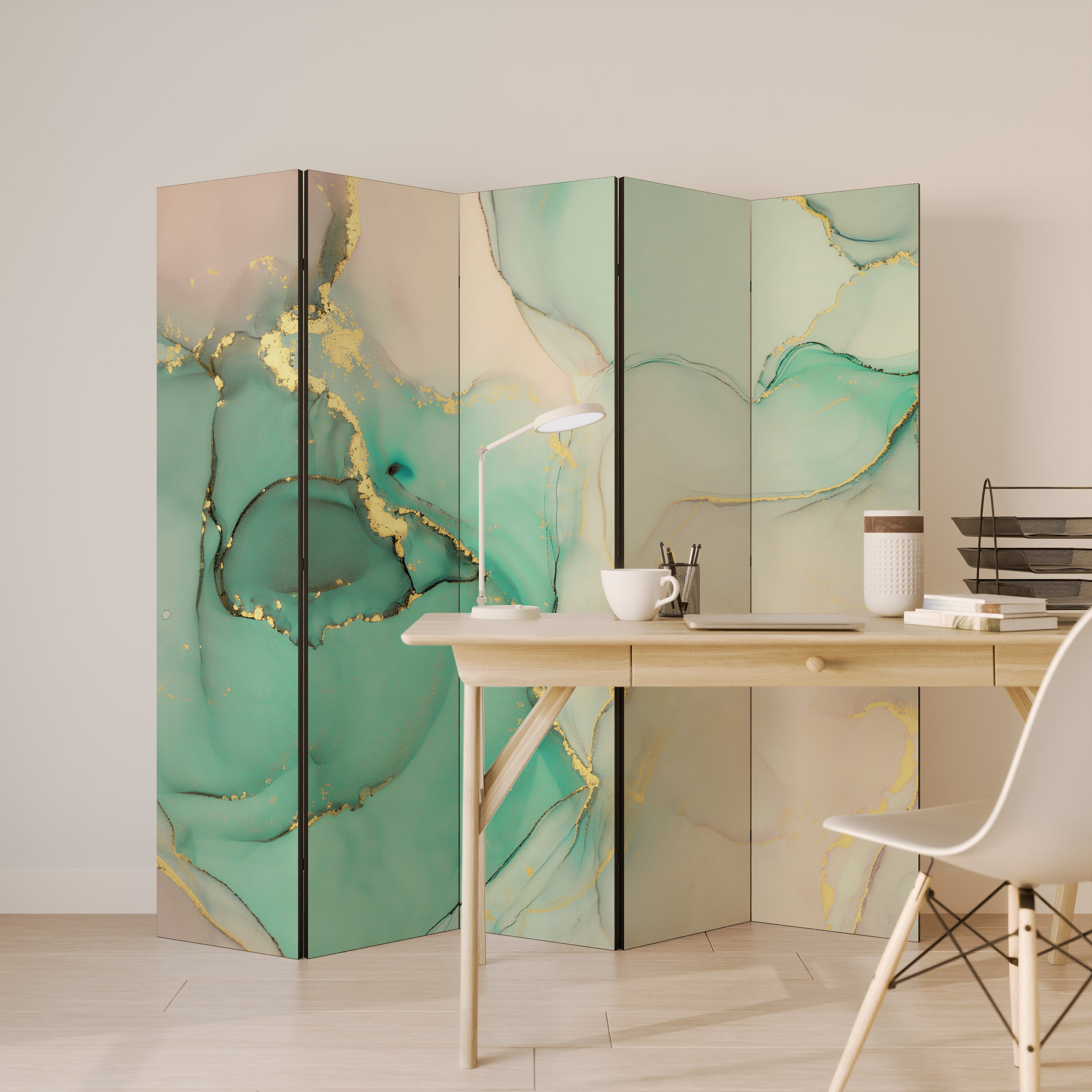 MARBLEIZED MYSTIQUE Dekoracyjny parawan 5-skrzydłowy