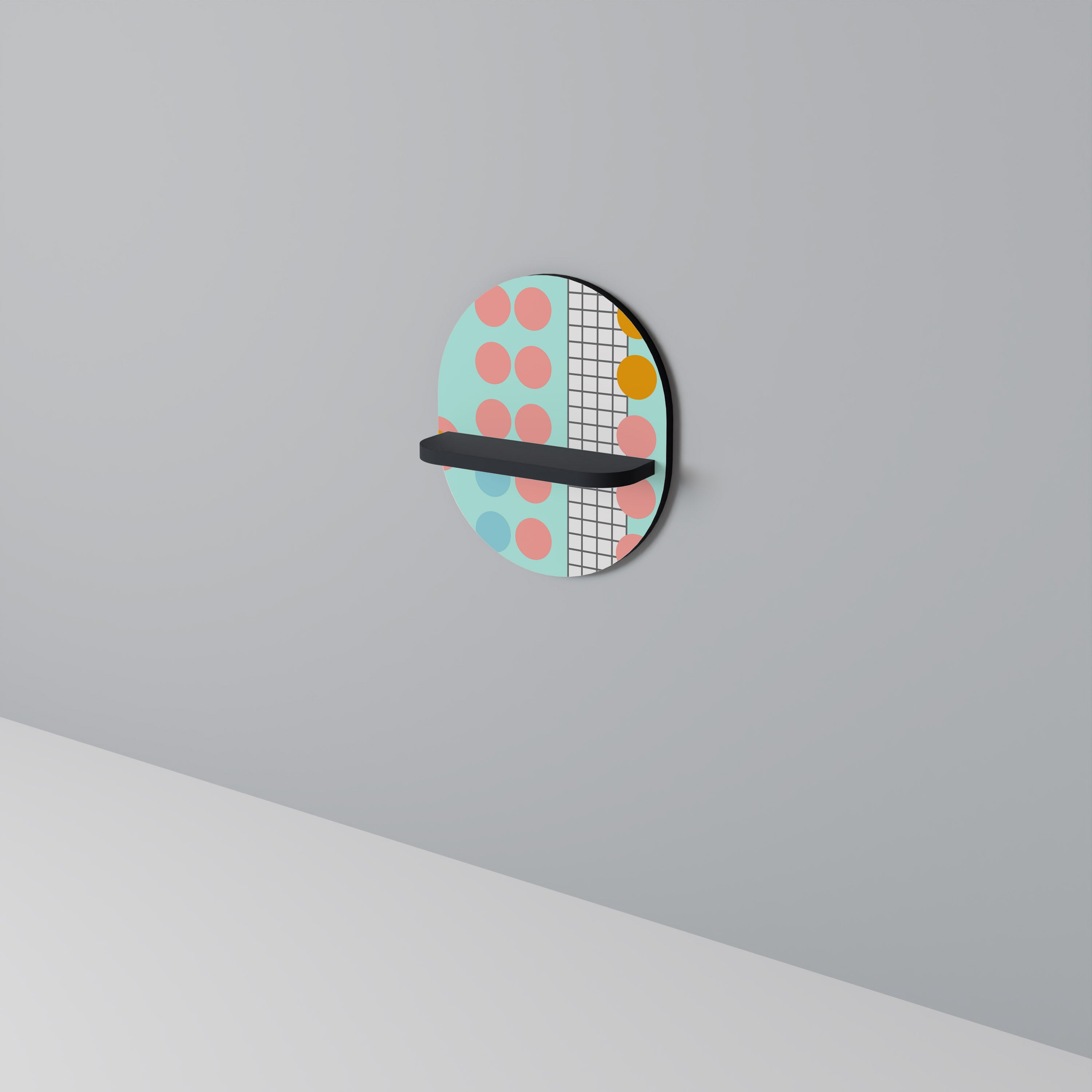 RETRO GRID Półka owalna Czarna