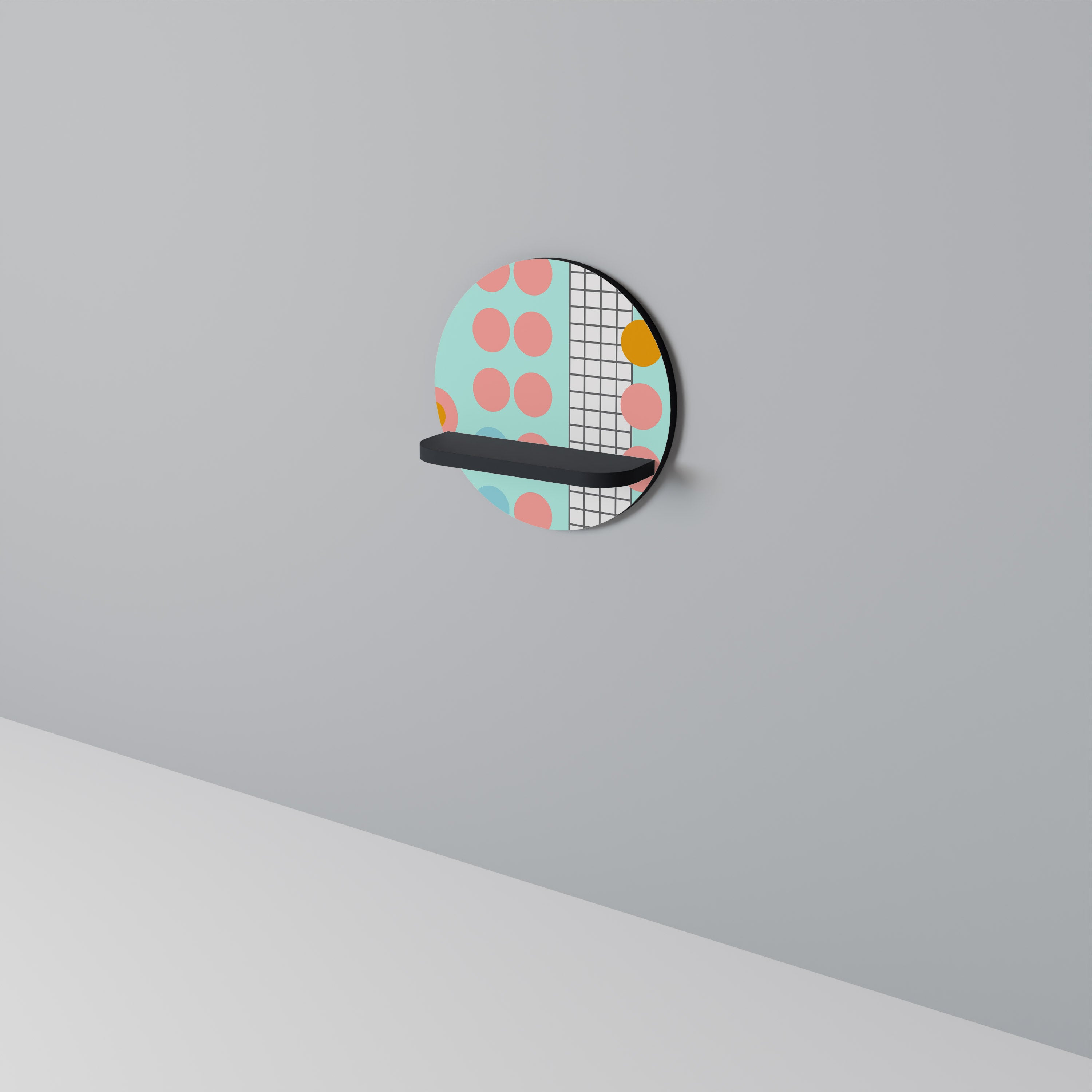 RETRO GRID Półka okrągła Czarna