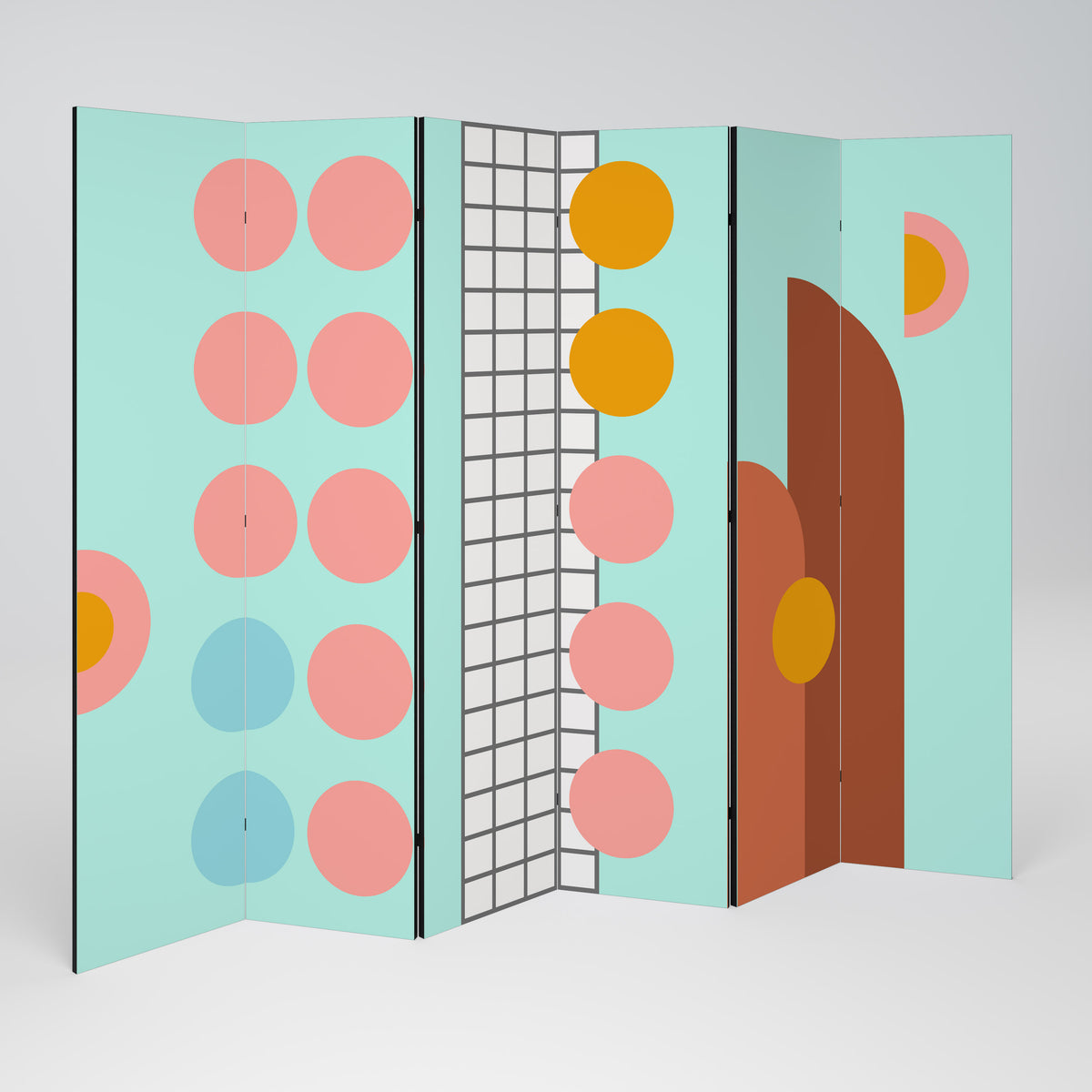 RETRO GRID Dekoracyjny parawan 6-skrzydłowy
