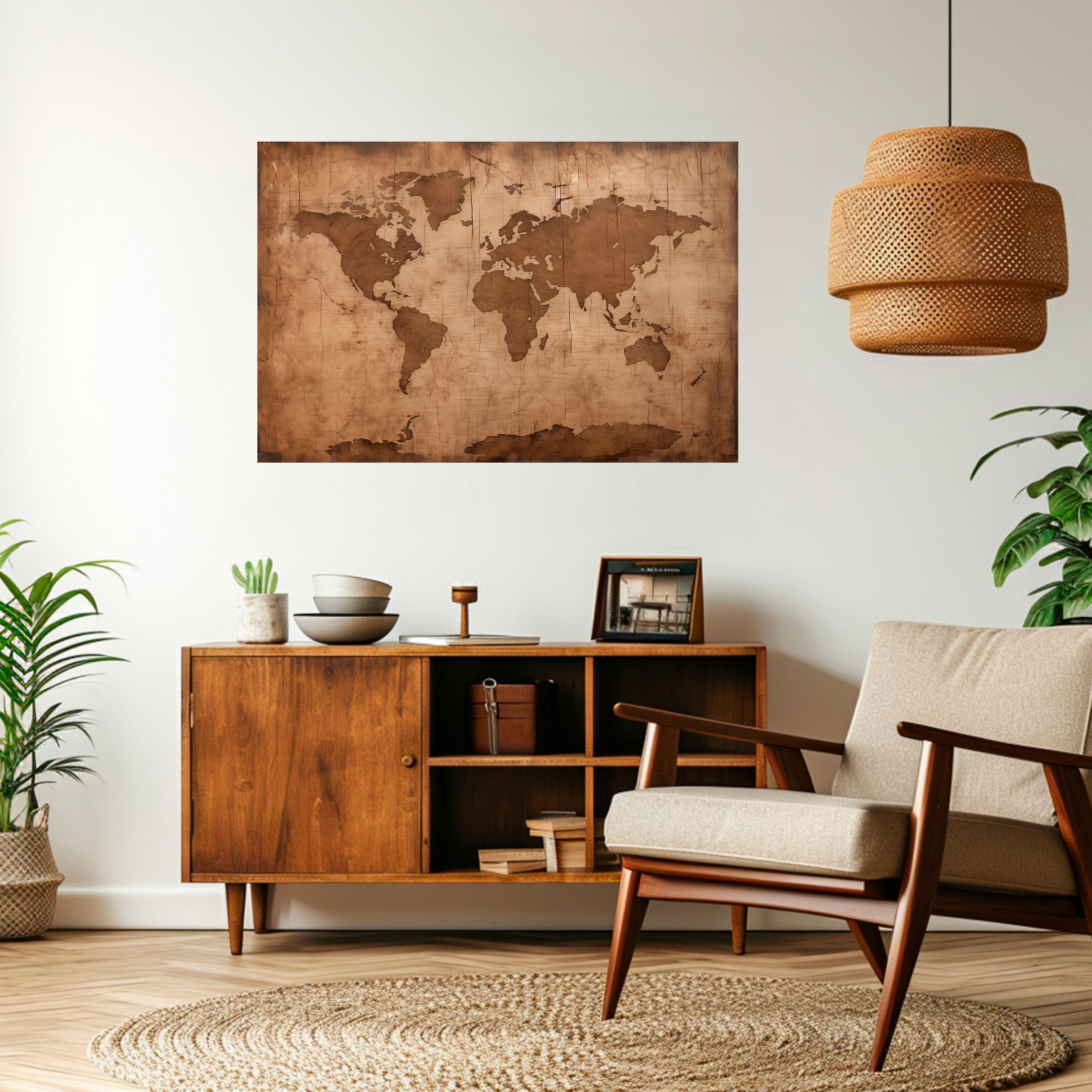 AGED WORLD MAP Naklejka/Plakat poziomy