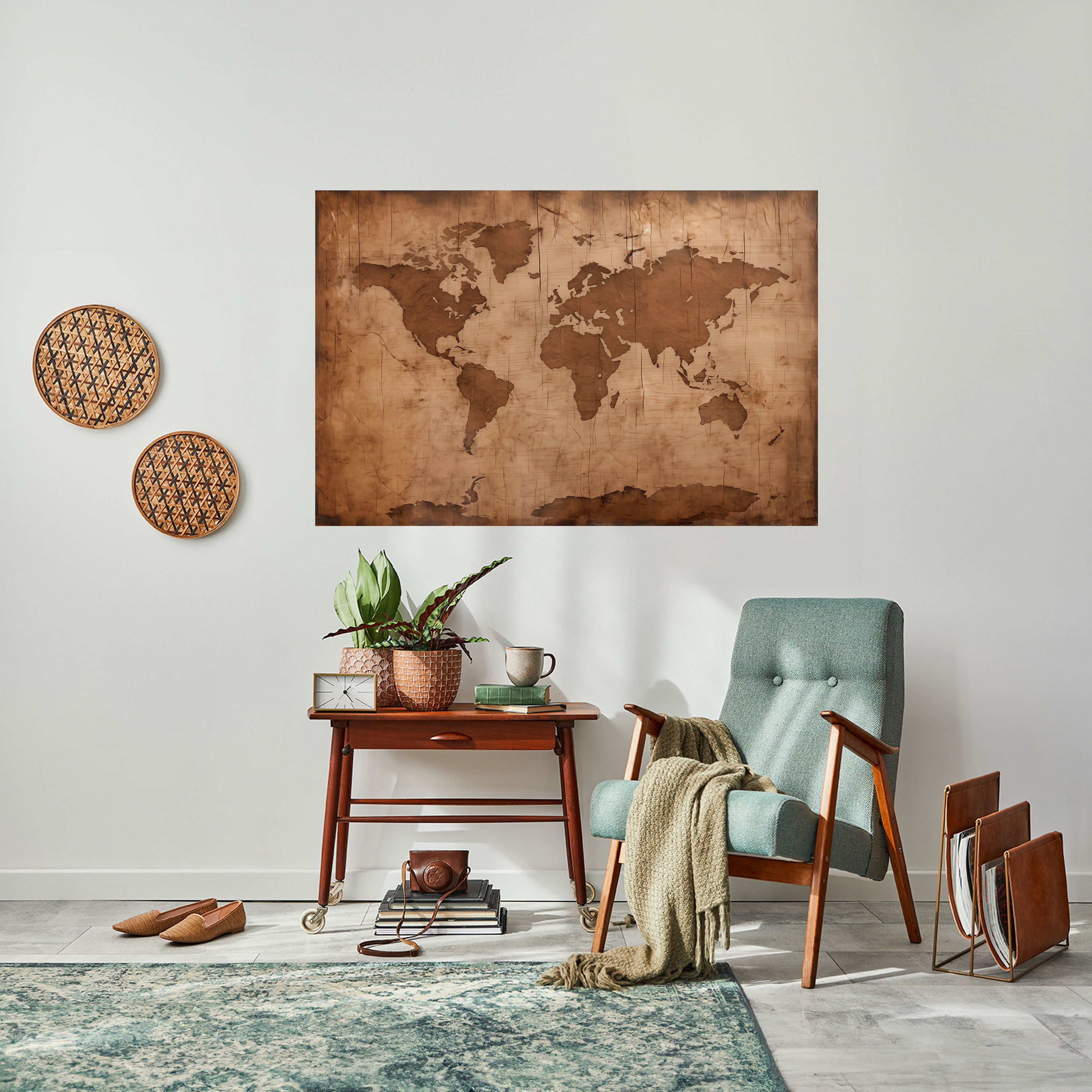 AGED WORLD MAP Naklejka/Plakat poziomy