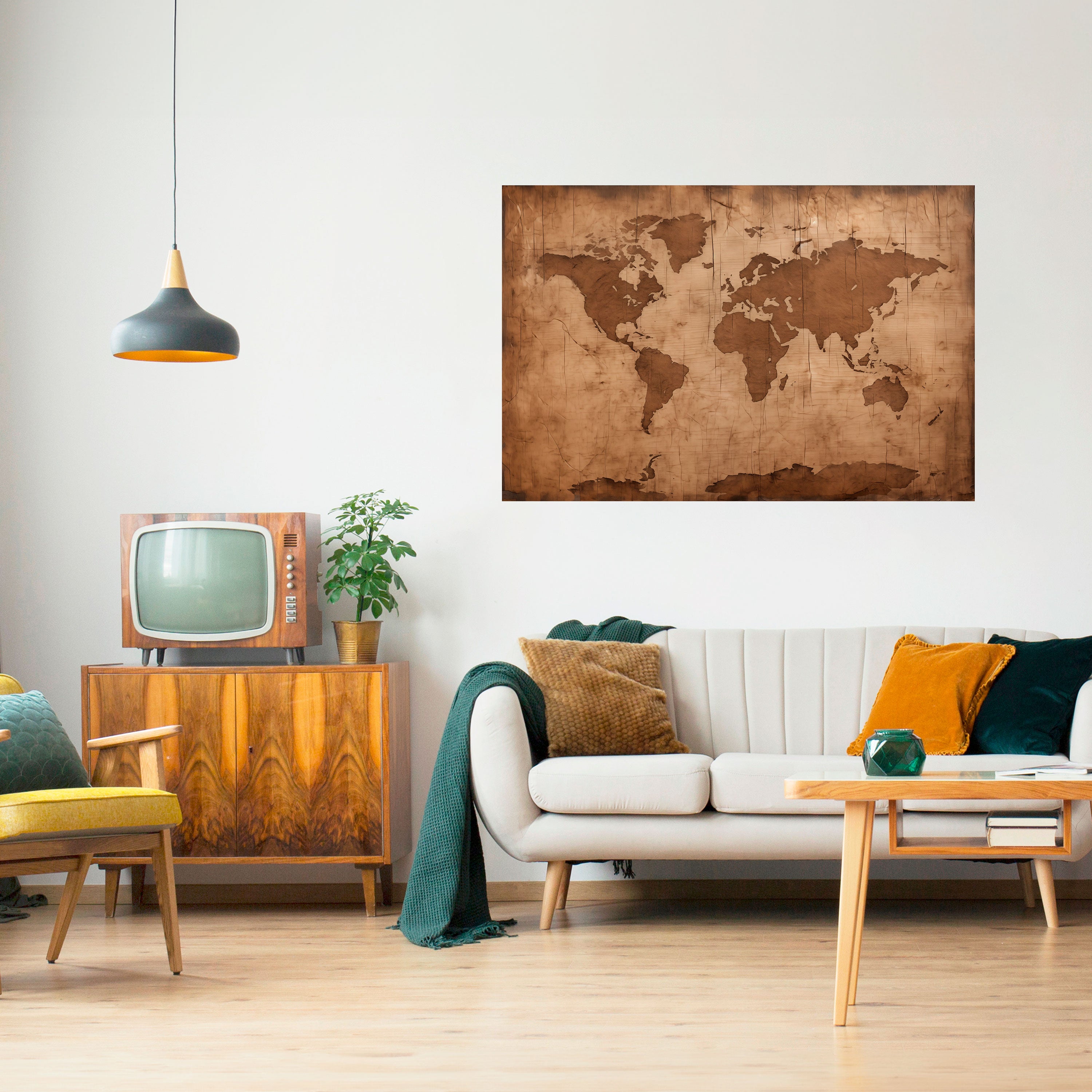 AGED WORLD MAP Naklejka/Plakat poziomy