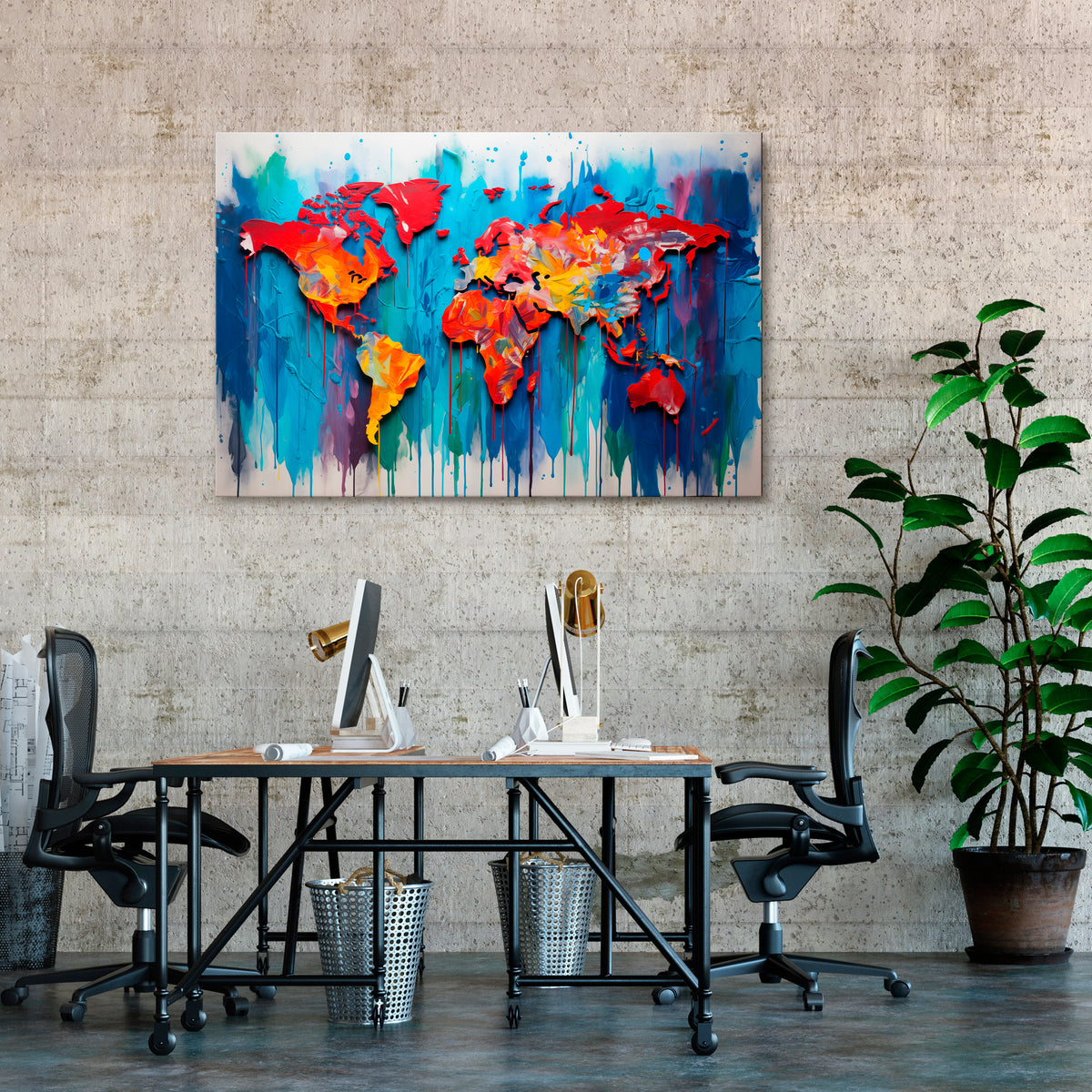 COLORFUL WORLD MAP Poziomy obraz na płótnie