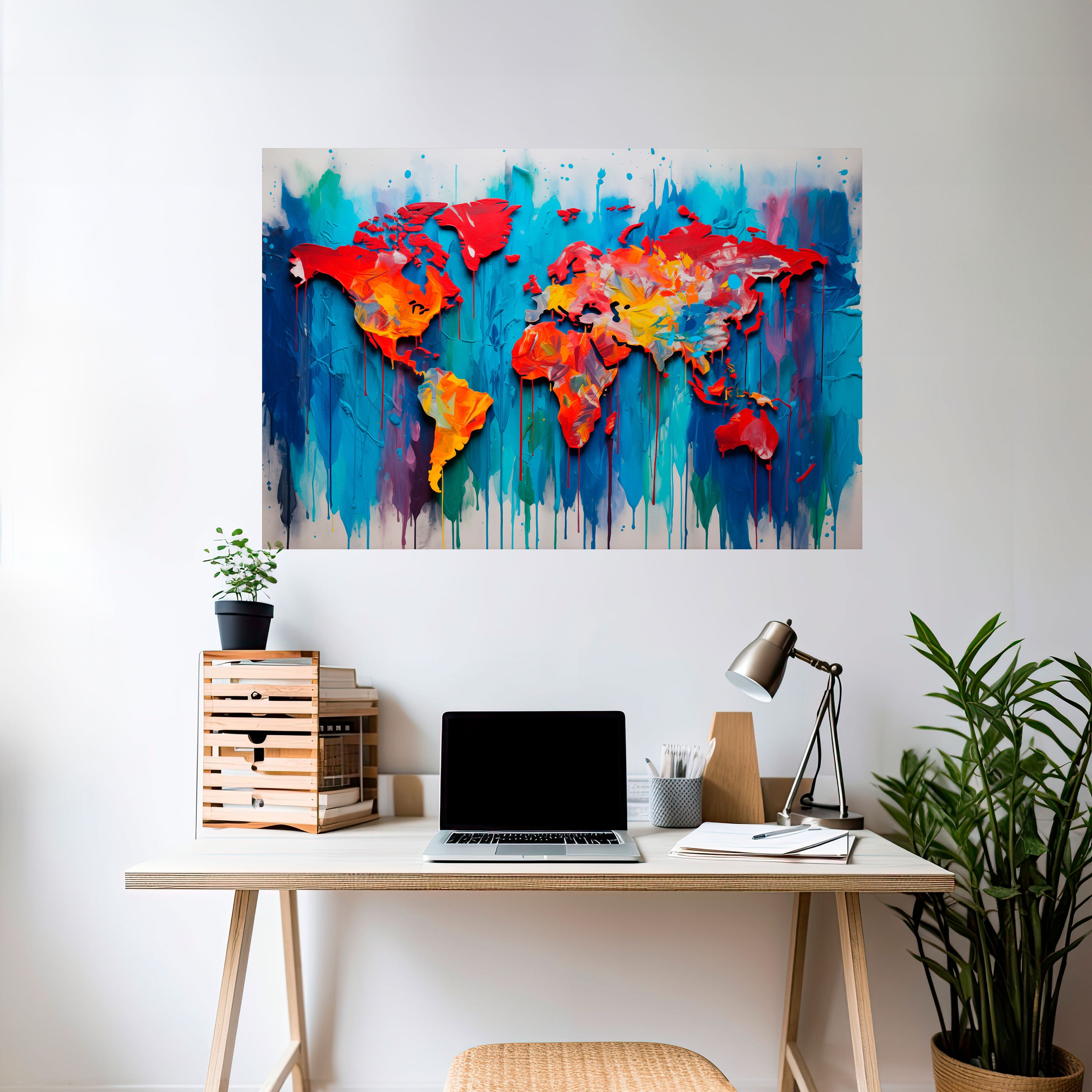 COLORFUL WORLD MAP Naklejka/Plakat poziomy