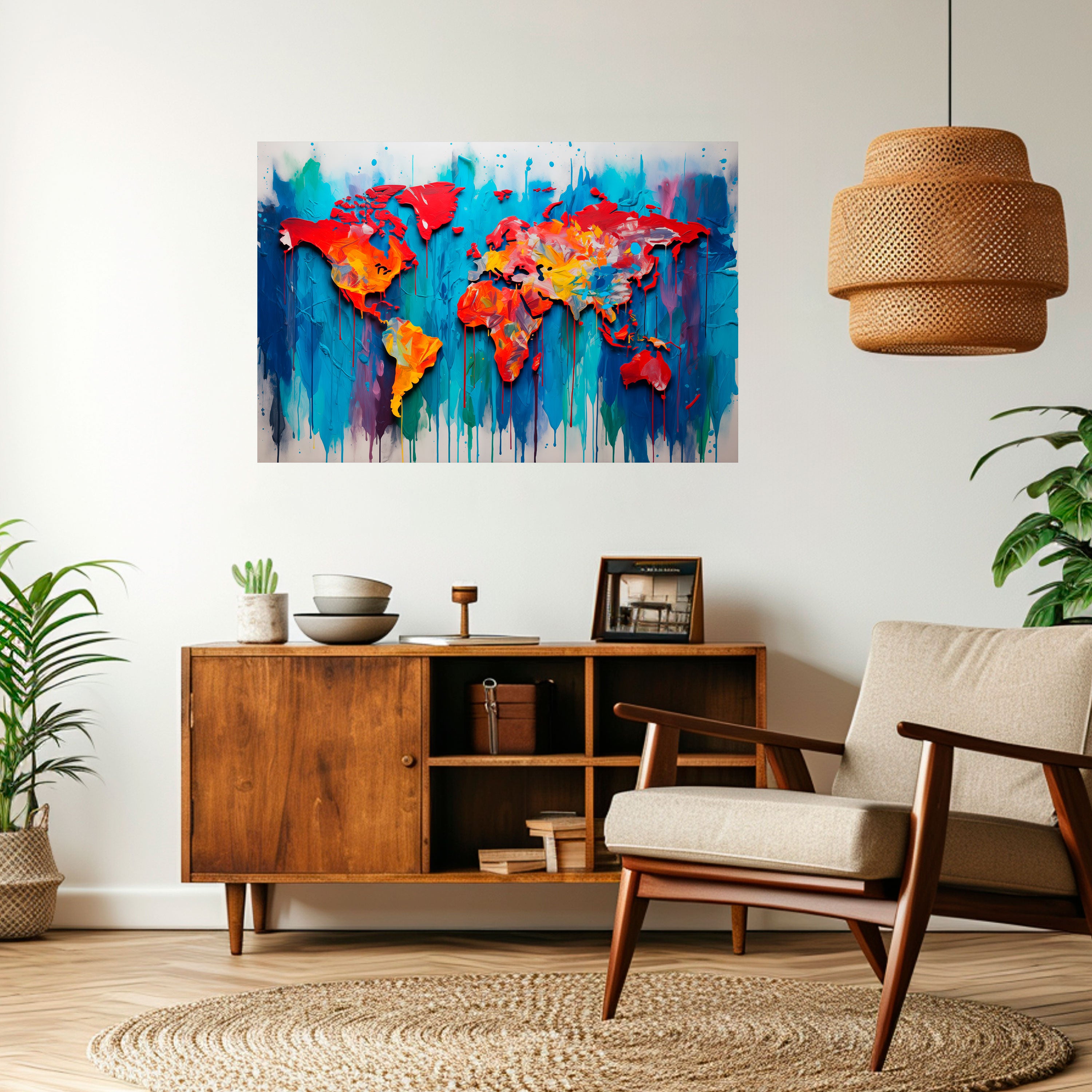 COLORFUL WORLD MAP Naklejka/Plakat poziomy