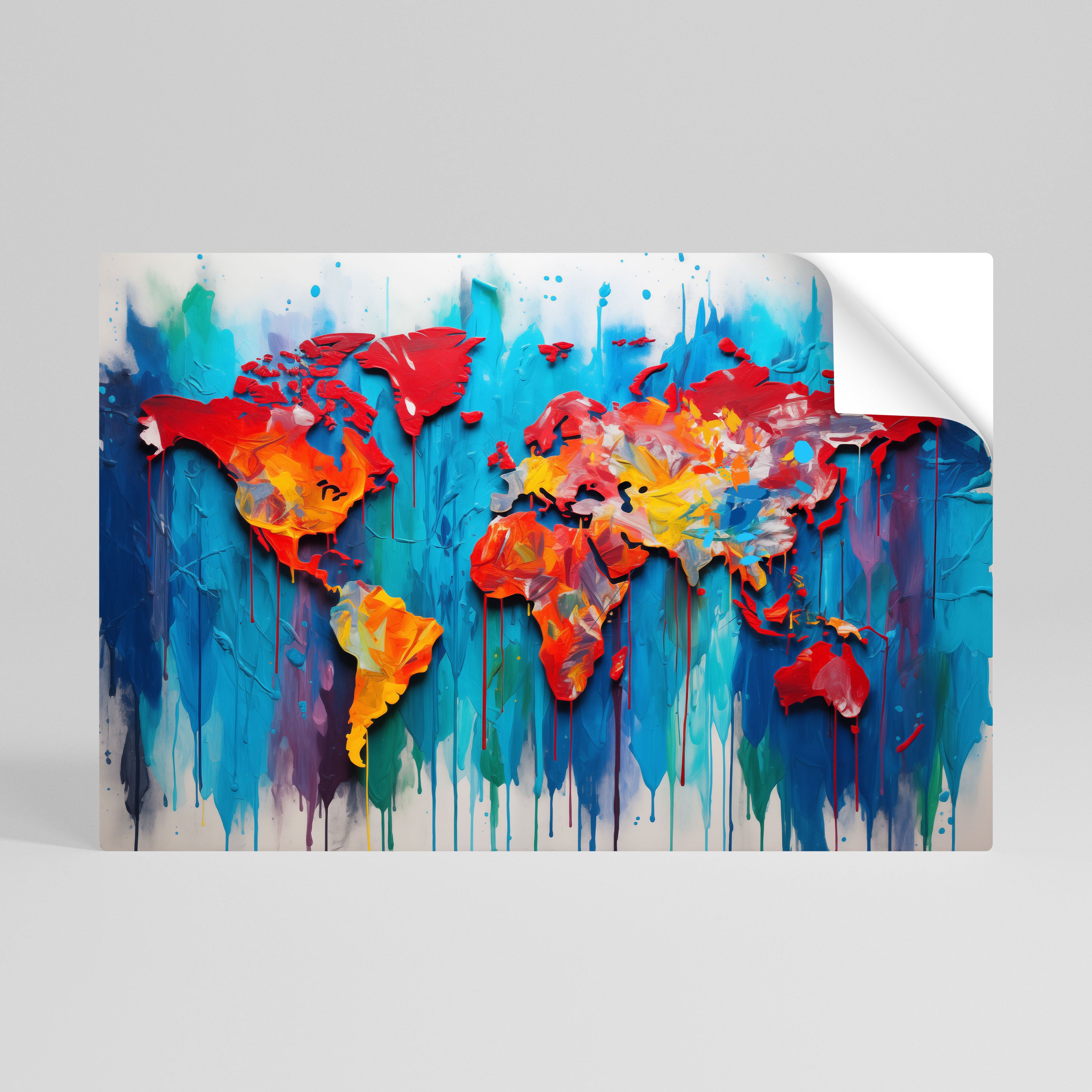 COLORFUL WORLD MAP Naklejka/Plakat poziomy