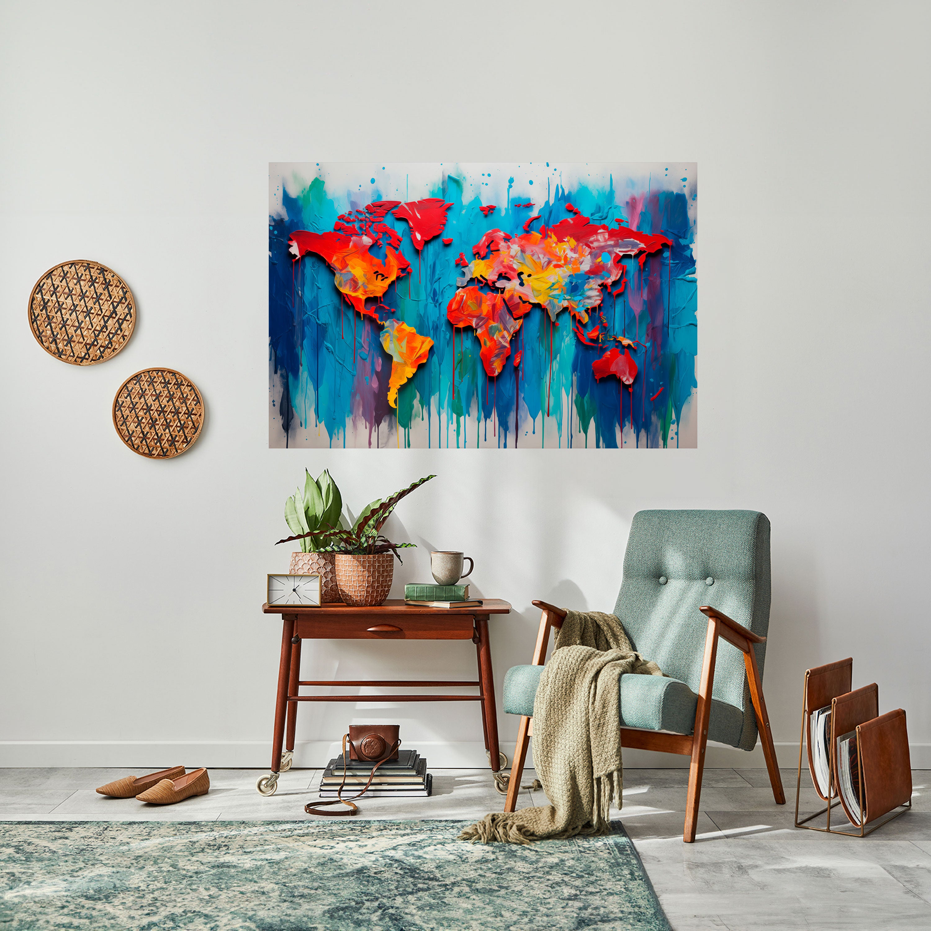 COLORFUL WORLD MAP Naklejka/Plakat poziomy