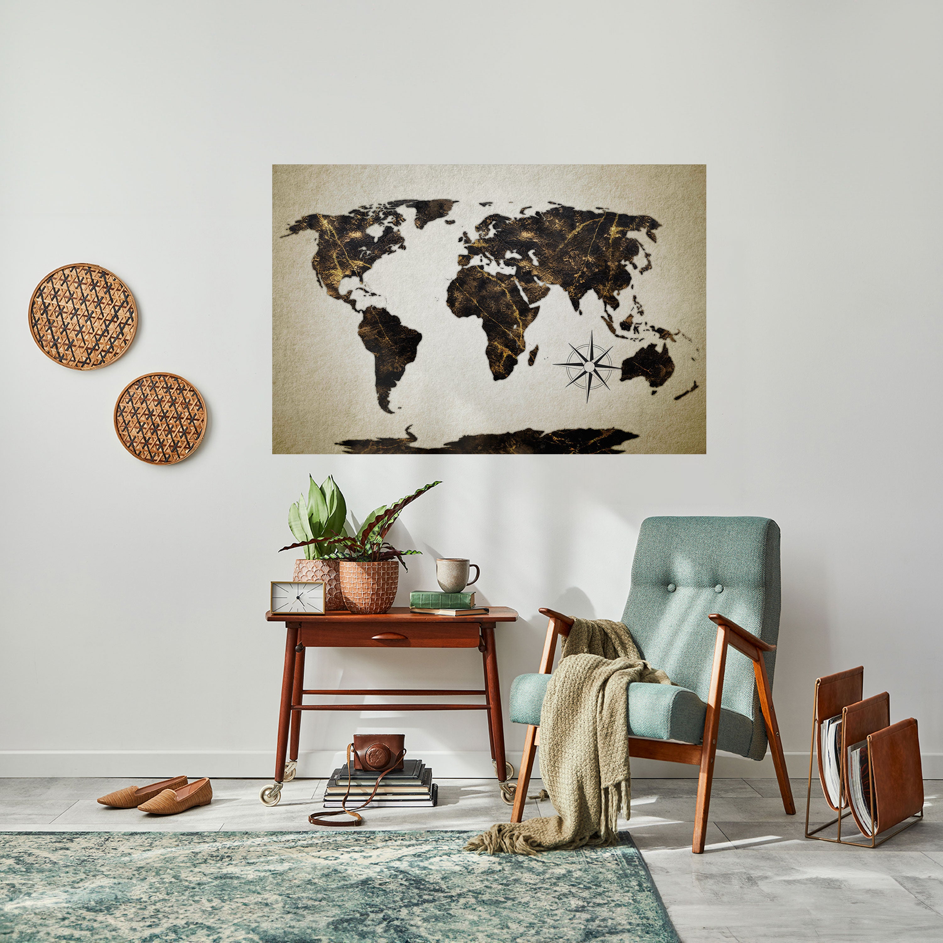 GOLDEN LINES GLOBE Naklejka/Plakat poziomy
