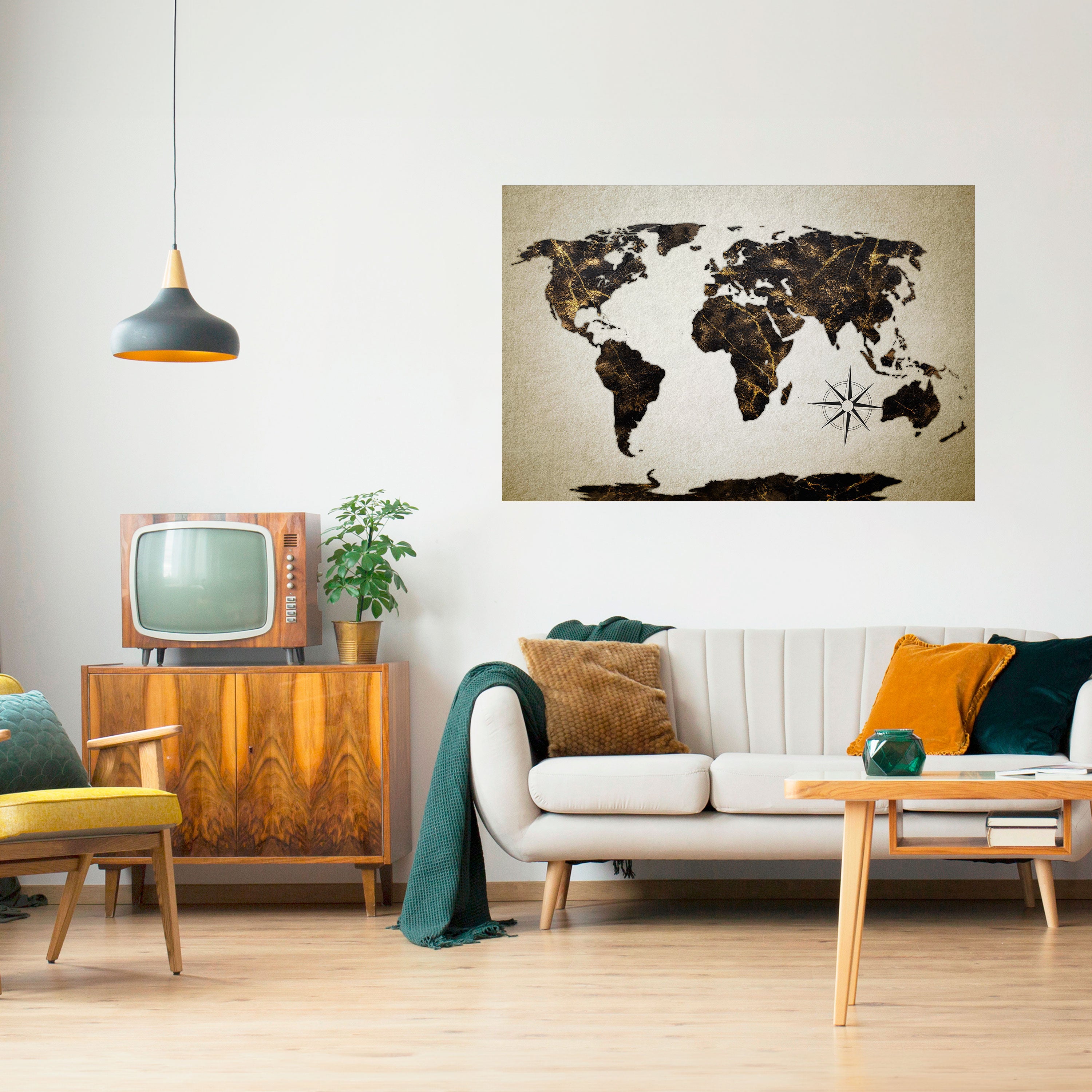 GOLDEN LINES GLOBE Naklejka/Plakat poziomy
