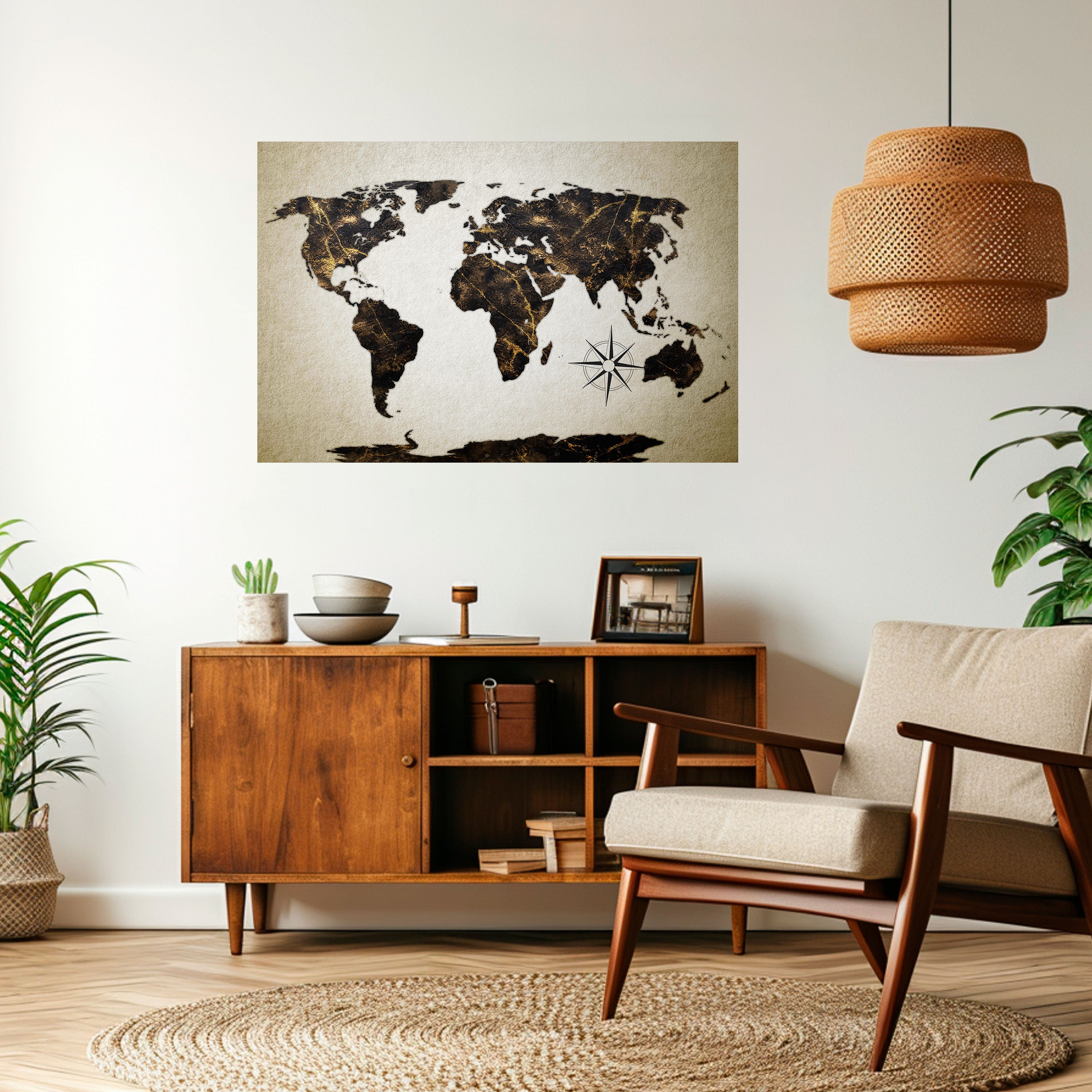 GOLDEN LINES GLOBE Naklejka/Plakat poziomy