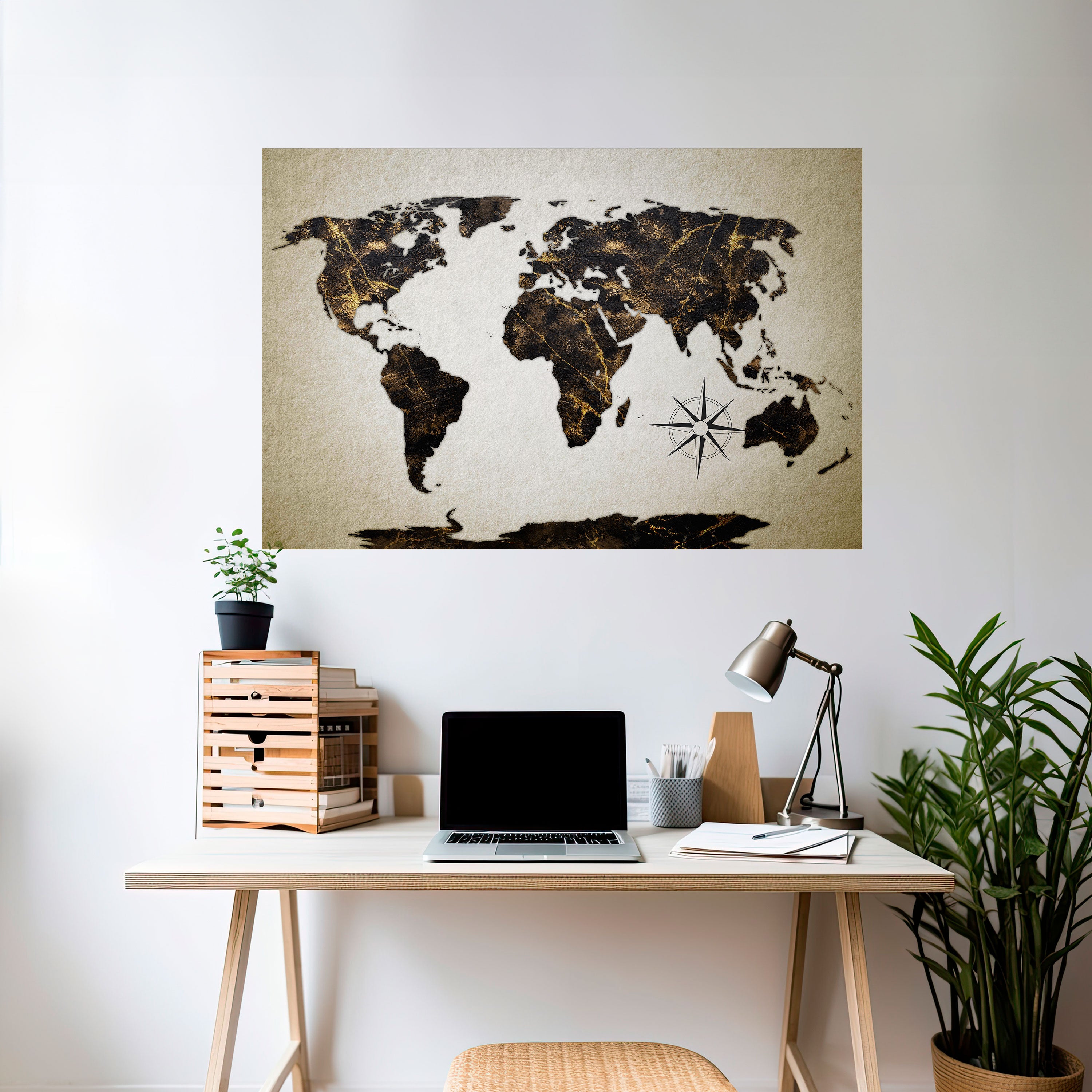 GOLDEN LINES GLOBE Naklejka/Plakat poziomy