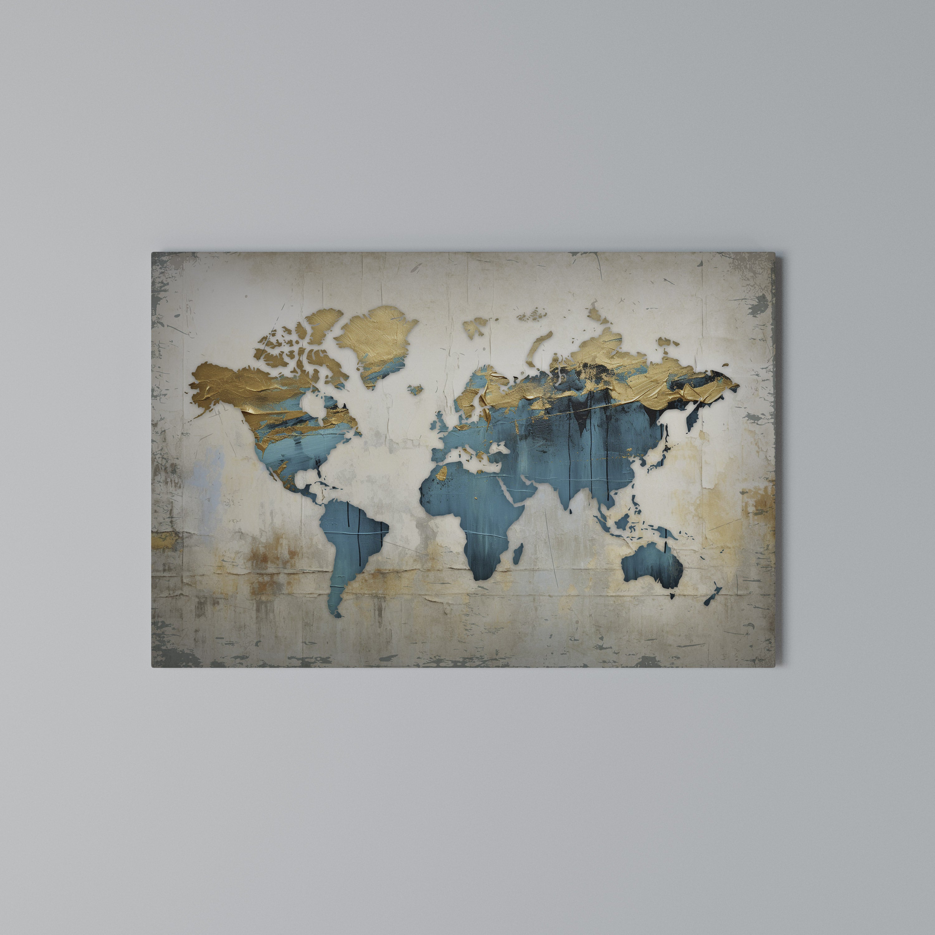 AZURE GILDED MAP Poziomy obraz na płótnie