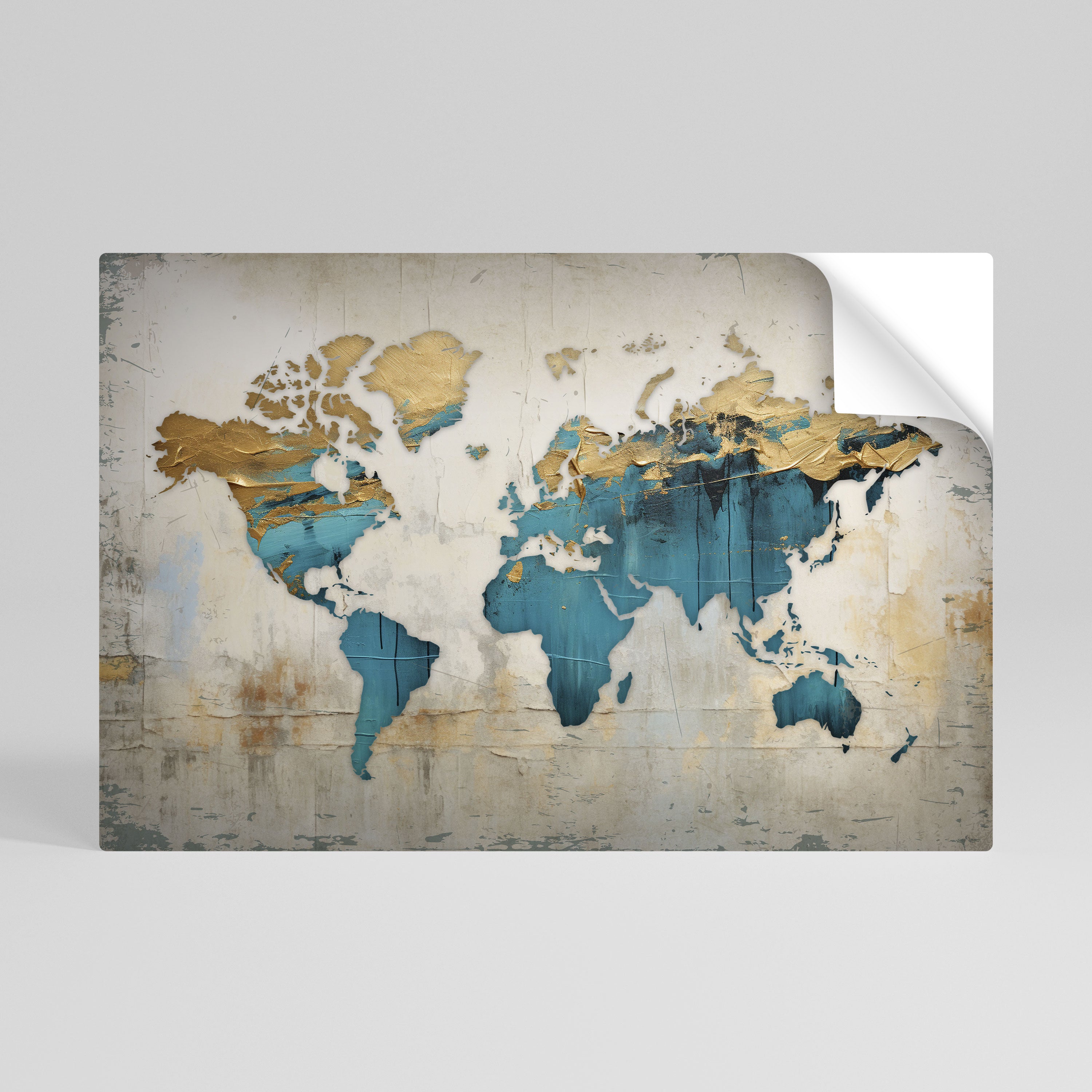 AZURE GILDED MAP Naklejka/Plakat poziomy