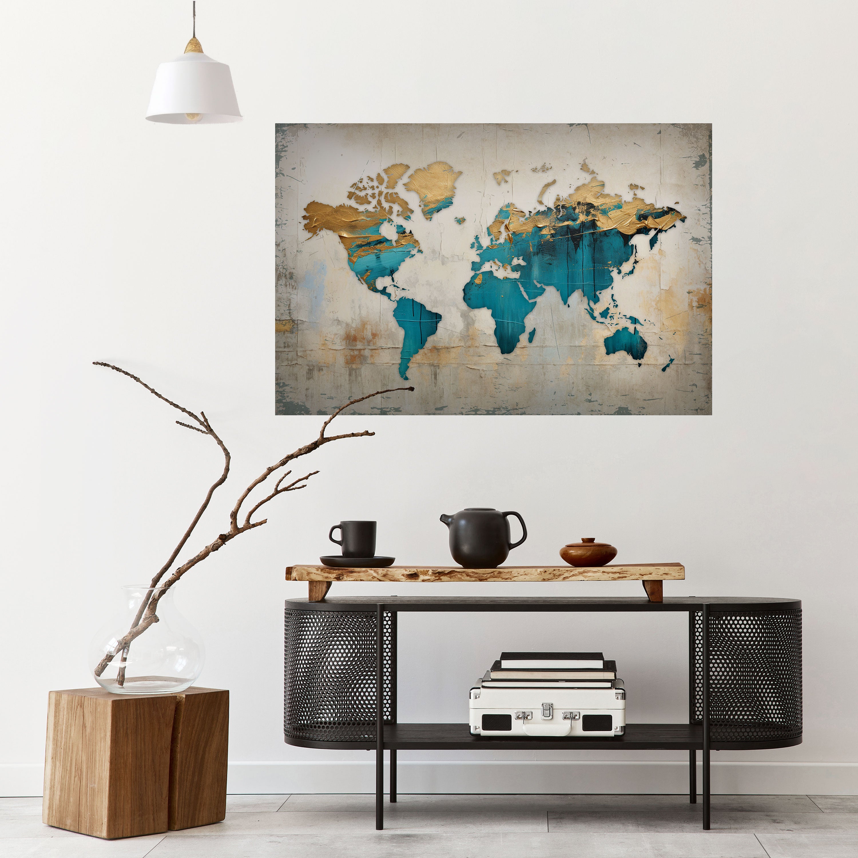 AZURE GILDED MAP Naklejka/Plakat poziomy