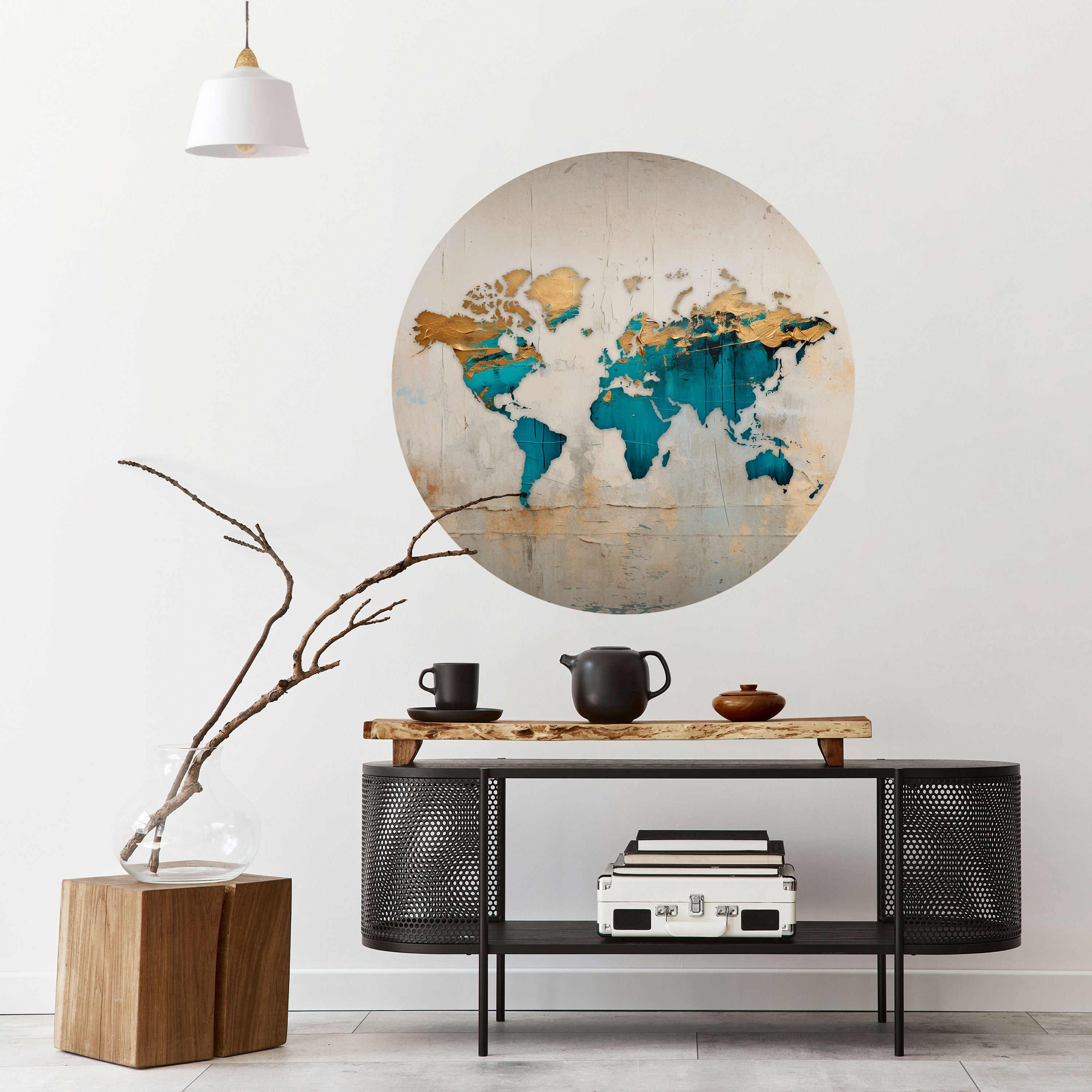 AZURE GILDED MAP Naklejka okrągła