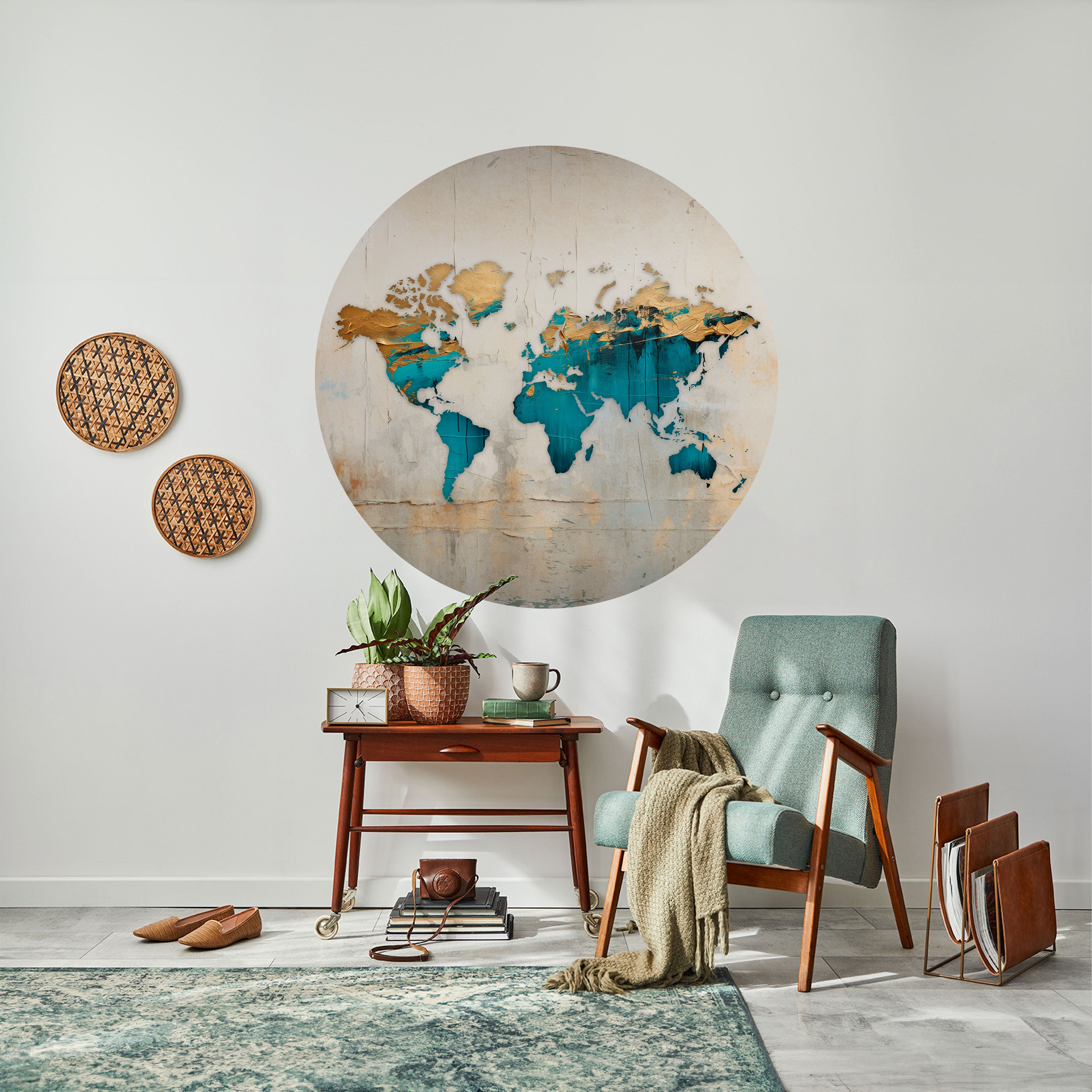 AZURE GILDED MAP Naklejka okrągła