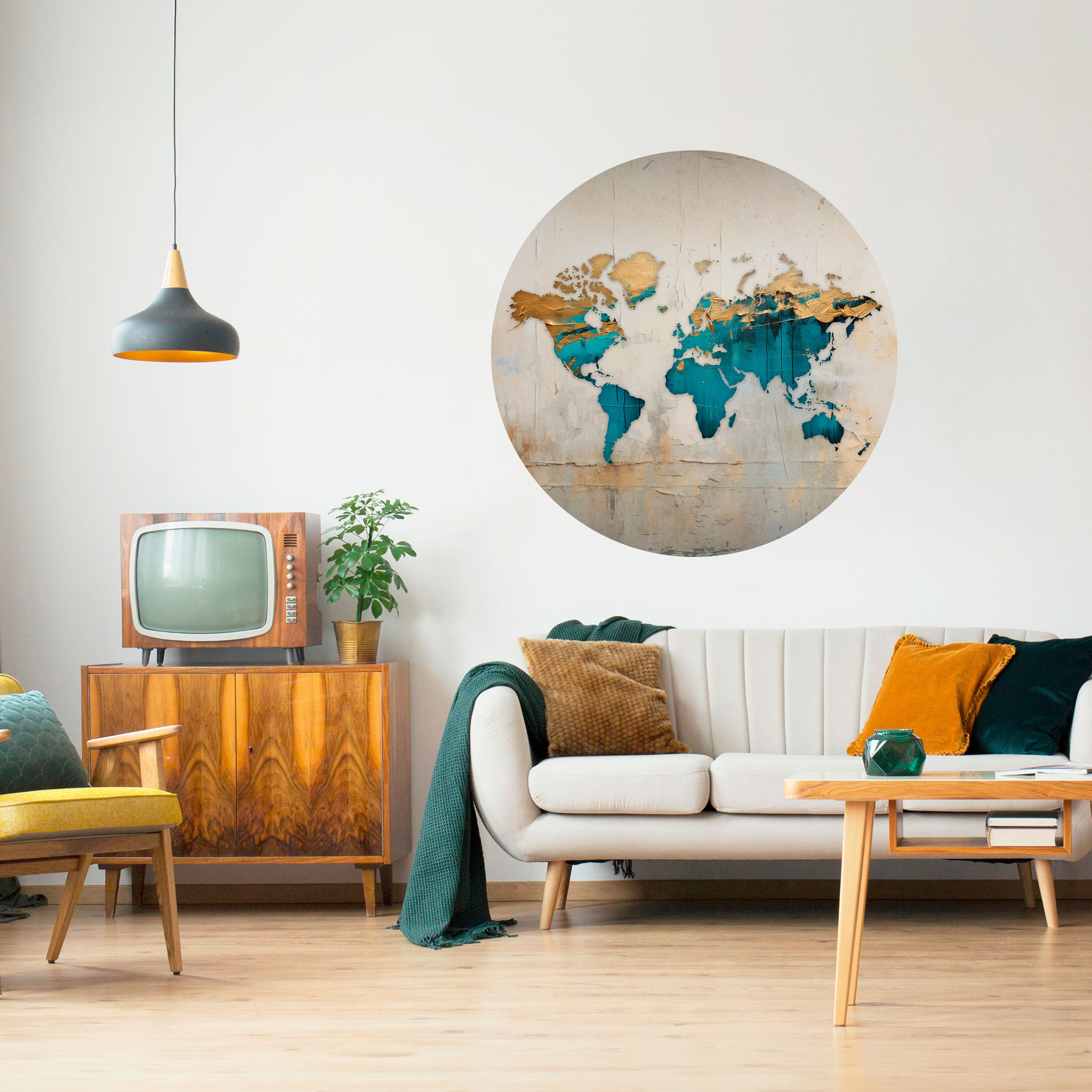 AZURE GILDED MAP Naklejka okrągła